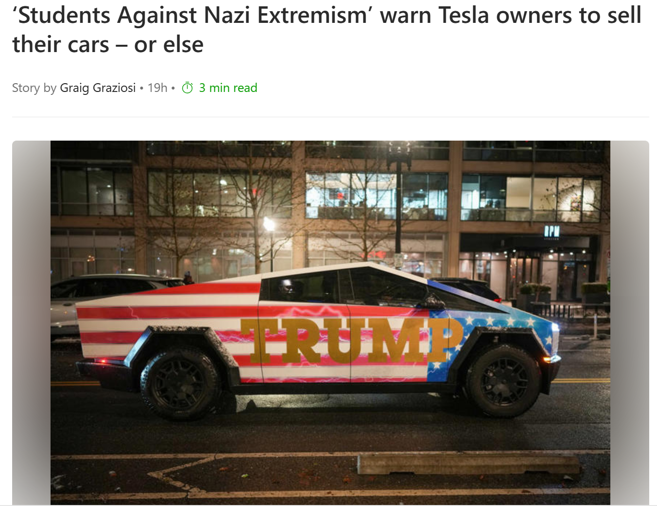 Warning from 'Students Against Nazi Extremism': Tesla Owners Beware!