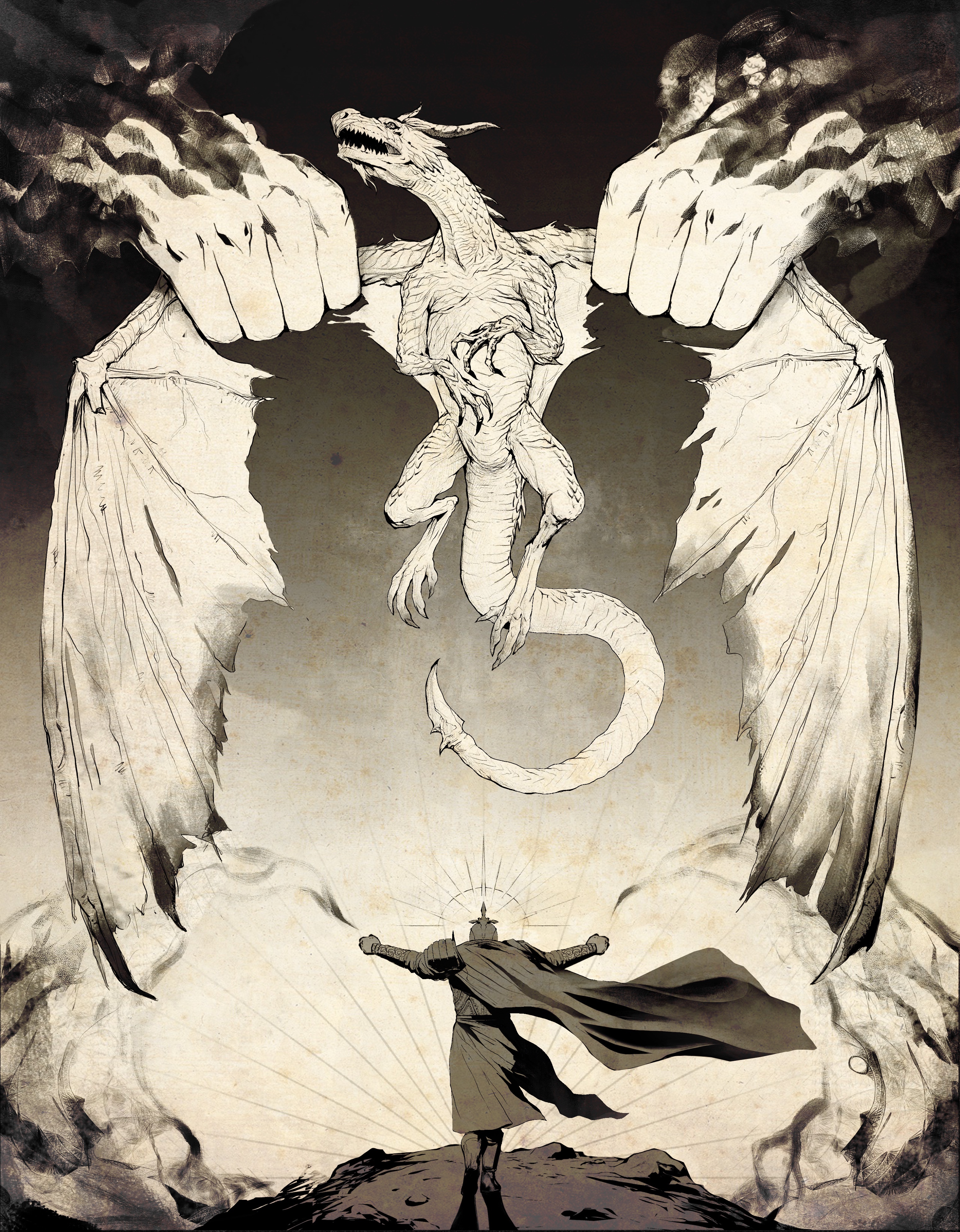 FIEFDOM: Witness the epic clash as the Saint-God battles Caduceus, the Great Grey Dragon!