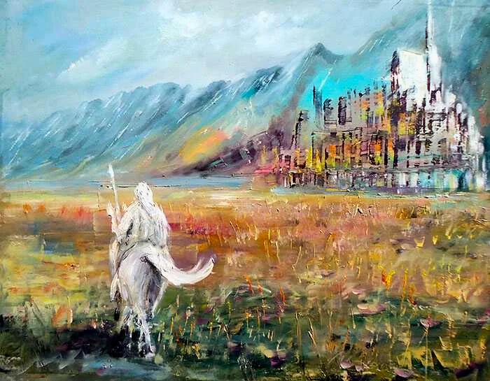 My canvas painting of Gandalf's ride to Minas Tirith