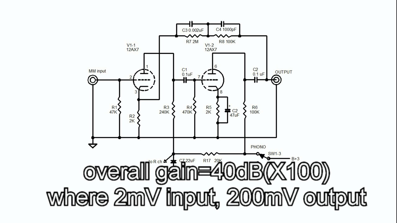 Detailed 12AX7 Phono Schematic for Audio Enthusiasts