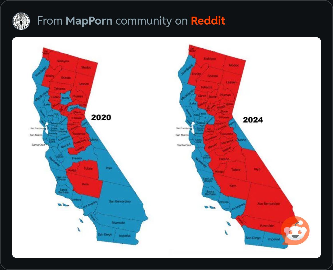 Comparing California's Presidential Election Results: 2020 vs 2024