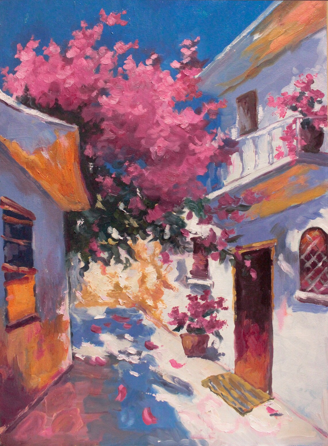 A Stunning Mediterranean Landscape: My Oil Painting on Hardboard