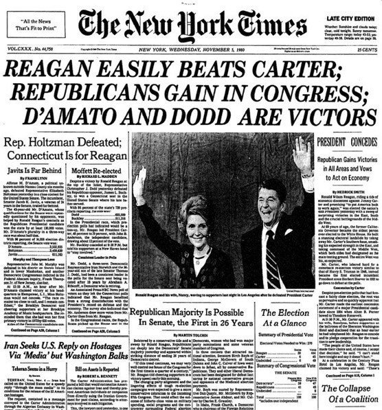 Throwback to November 4, 1980: Ronald Reagan's Historic Election Victory