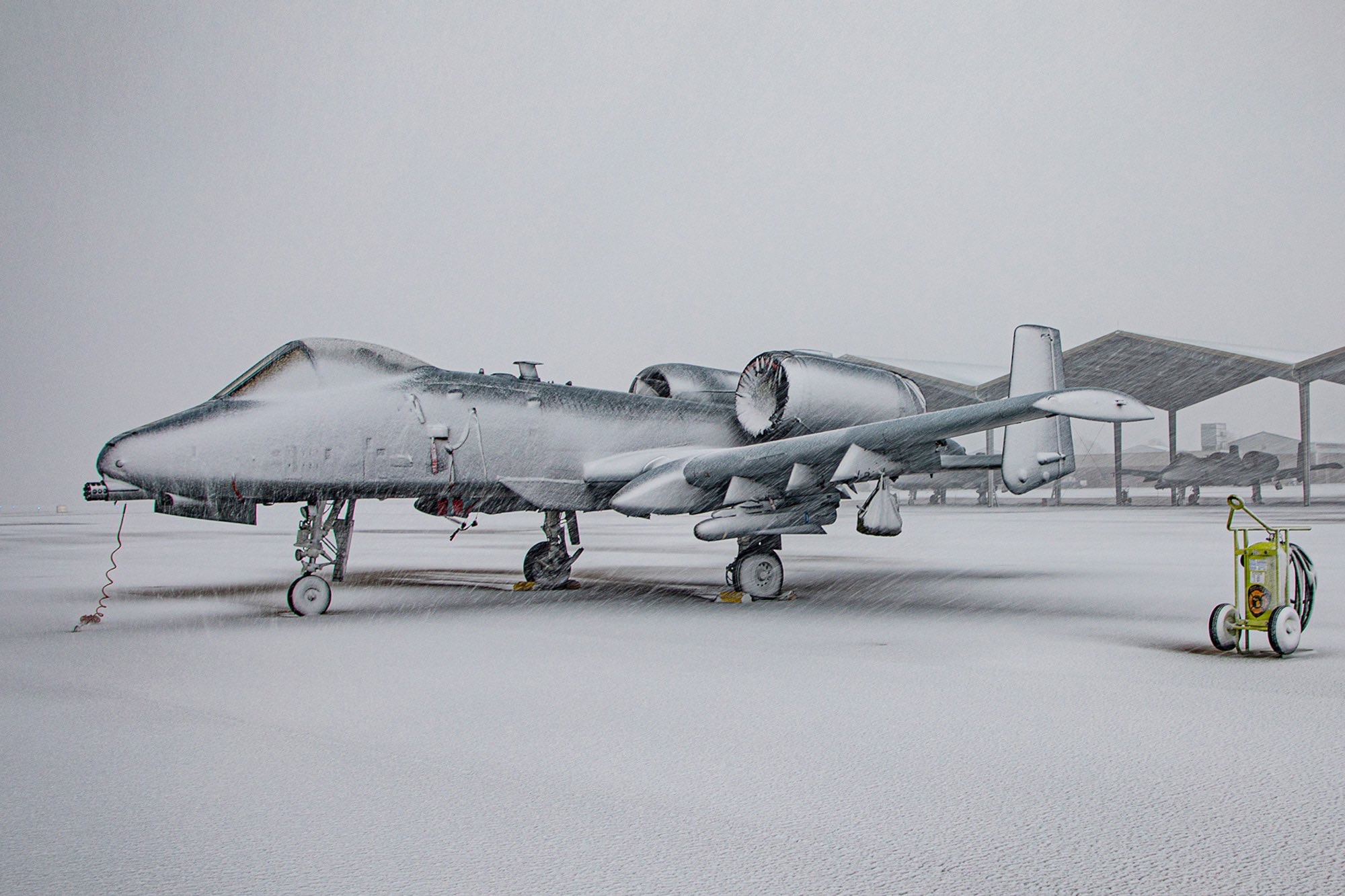 A-10 Warthog in a Winter Wonderland: Looks Like a Pencil Sketch