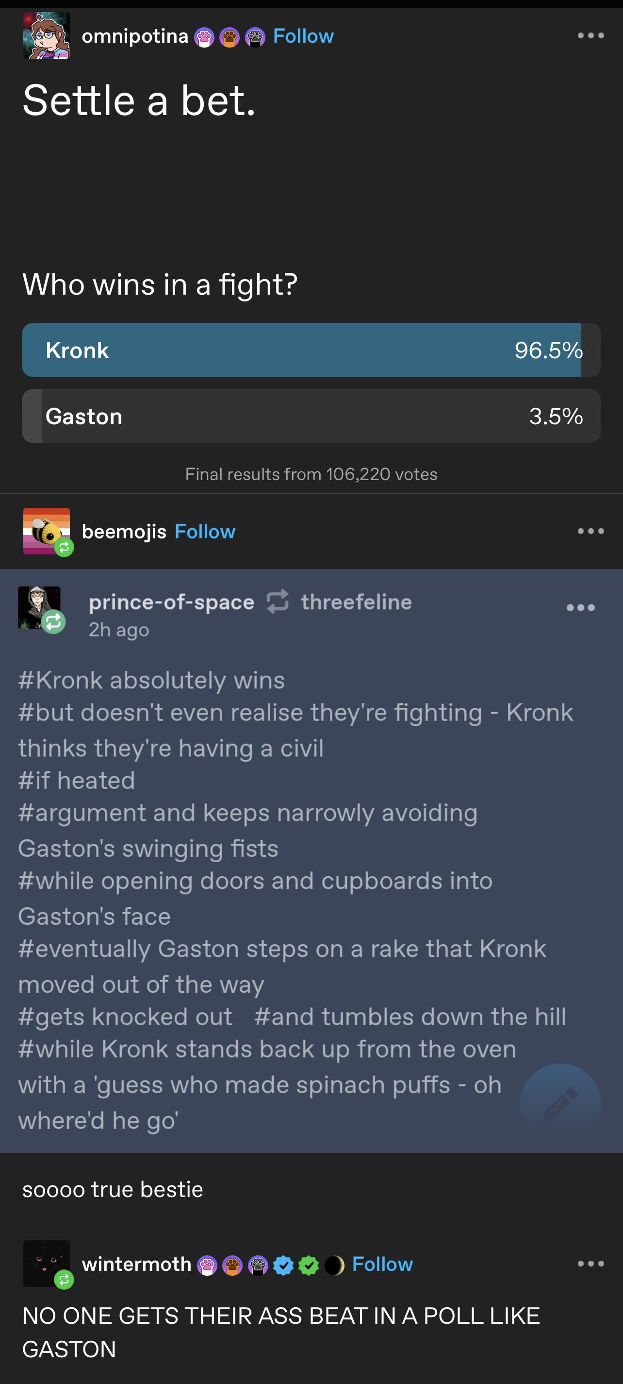 Epic Showdown: Kronk Takes on Gaston