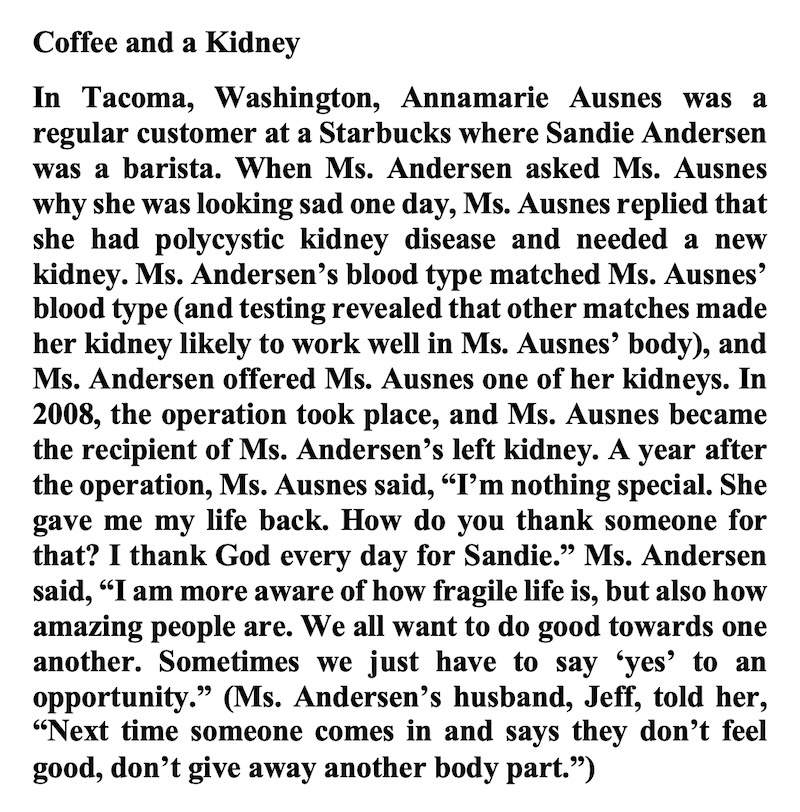 A Perfect Pair: Coffee and a Kidney