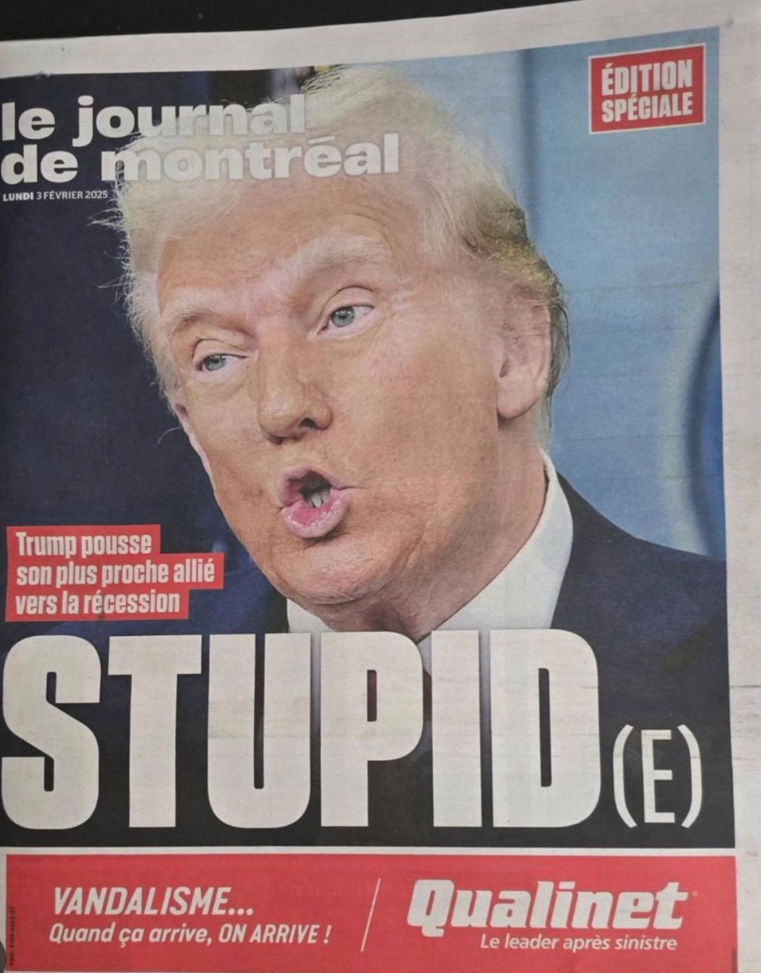 Monday's Front Page of the Journal de Montréal