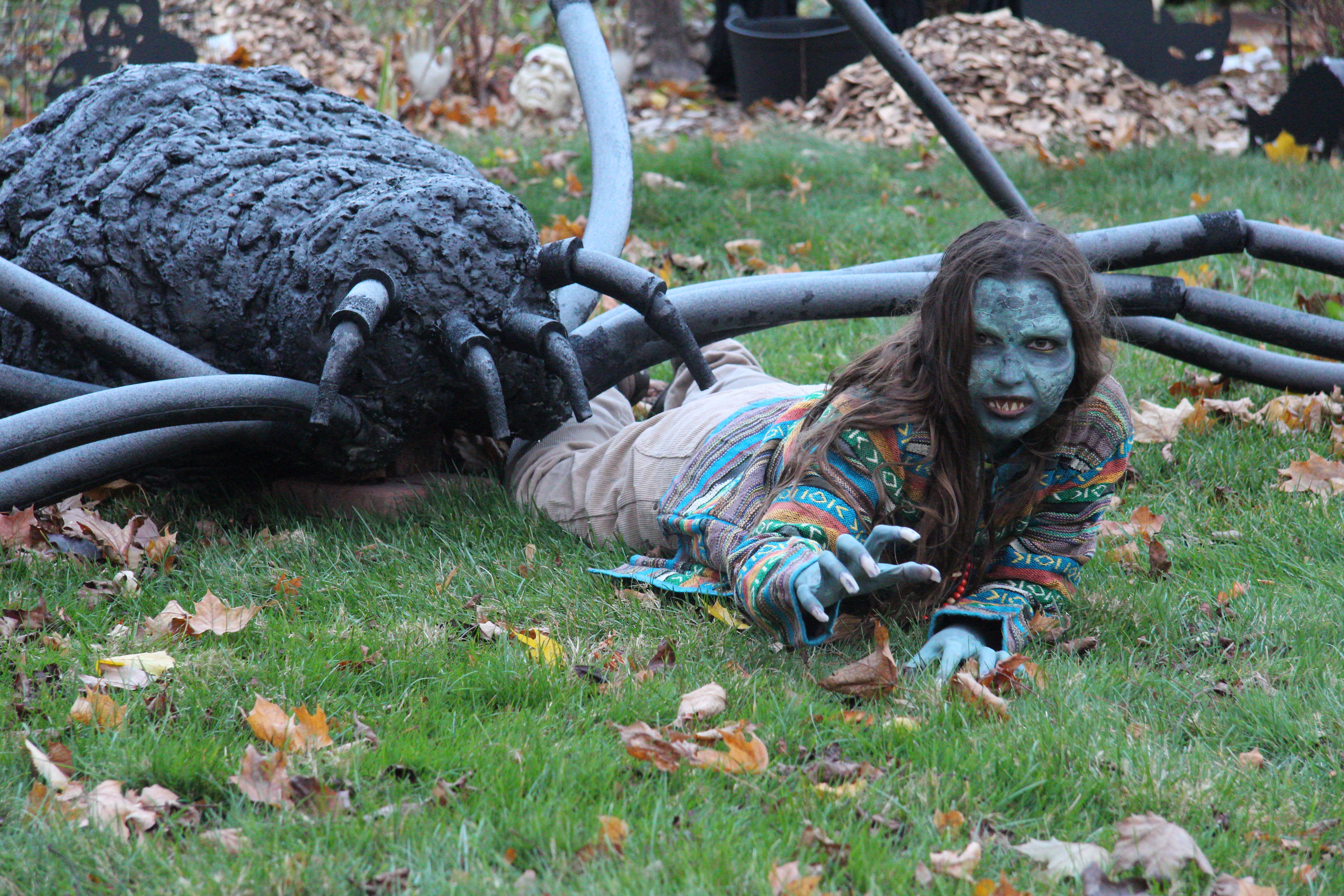 Happy Halloween! When It Got Chilly, I Transformed My Look from Ripped Flannel Zombie to a Groovy 1970s Zombie!