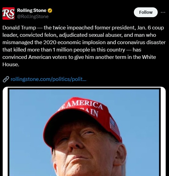 Rolling Stone's Take on the US 2024 Election Results