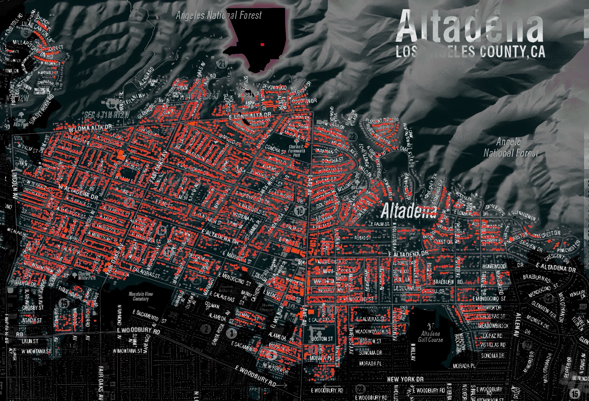 Mapping the devastation of the Altadena Eaton Fire.