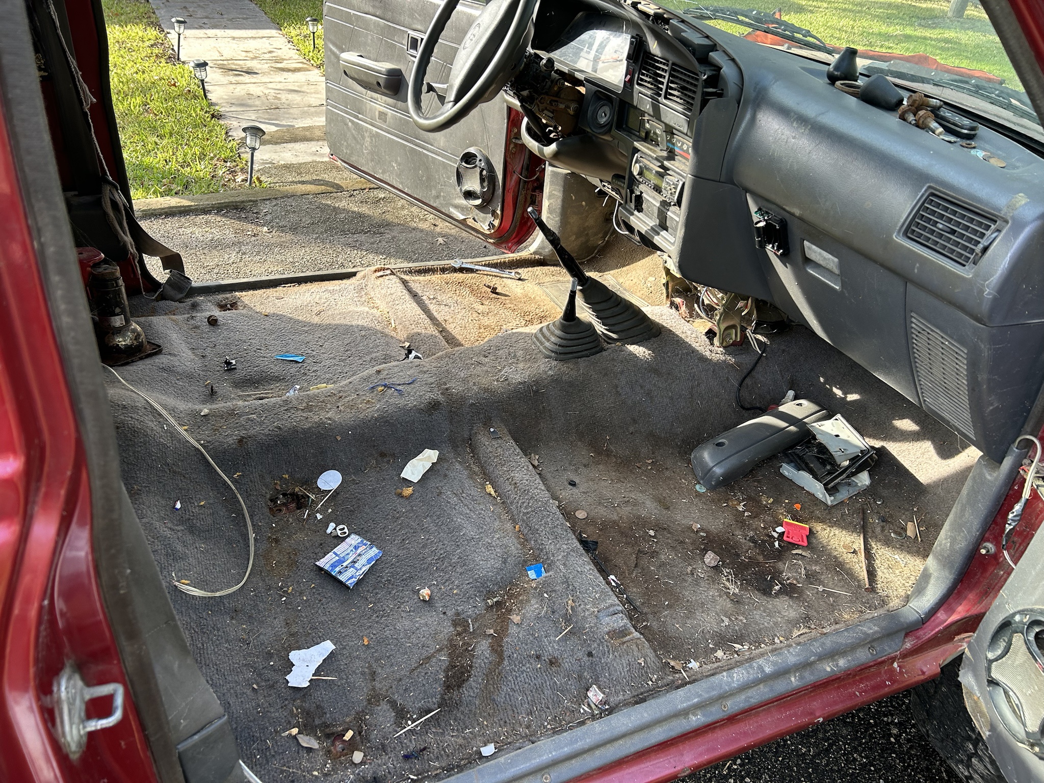 Transforming the interior of a Toyota pickup: A DIY adventure.