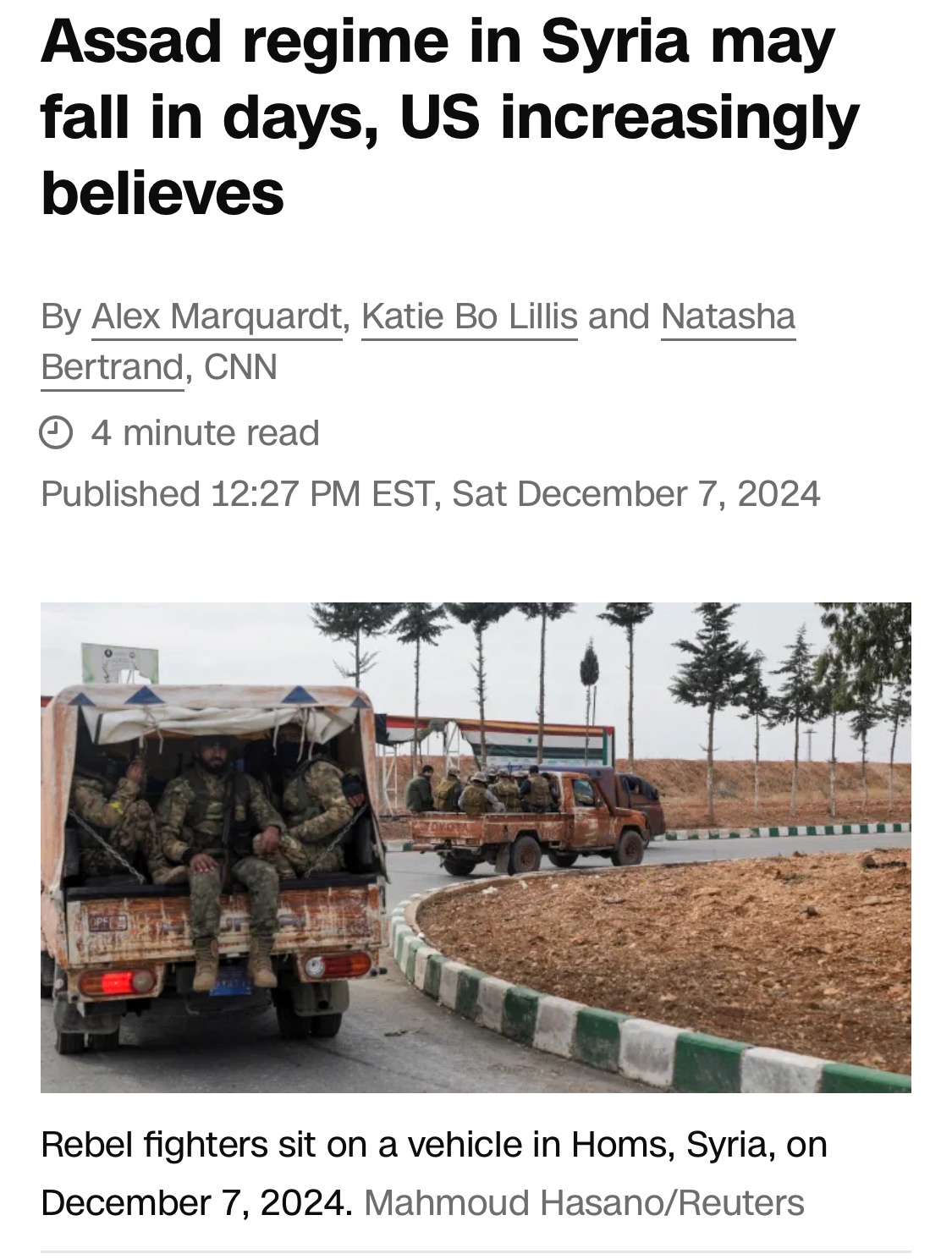 The Assad Regime Could Collapse Within Days