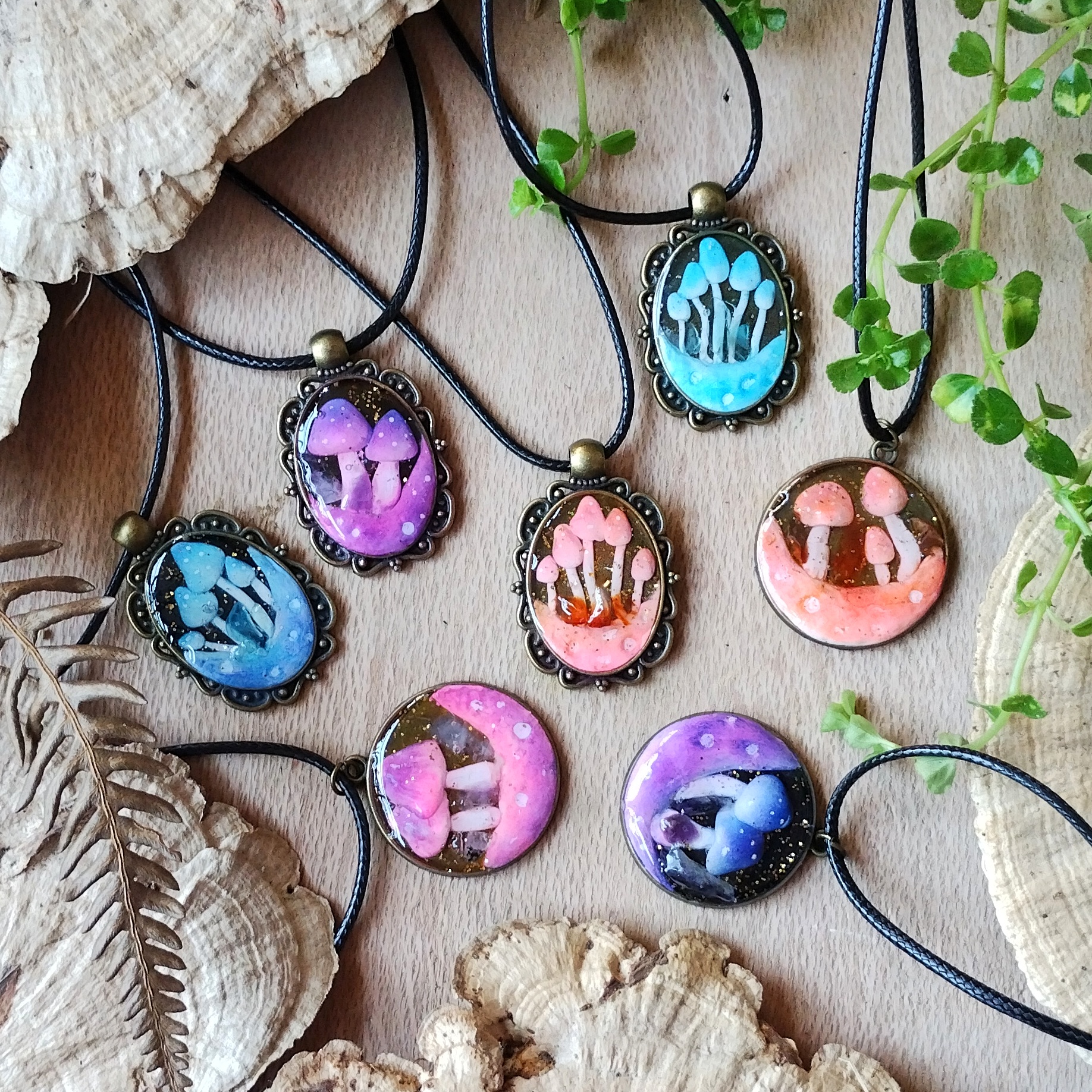 Beautifully Crafted Colorful Mushroom Pendants