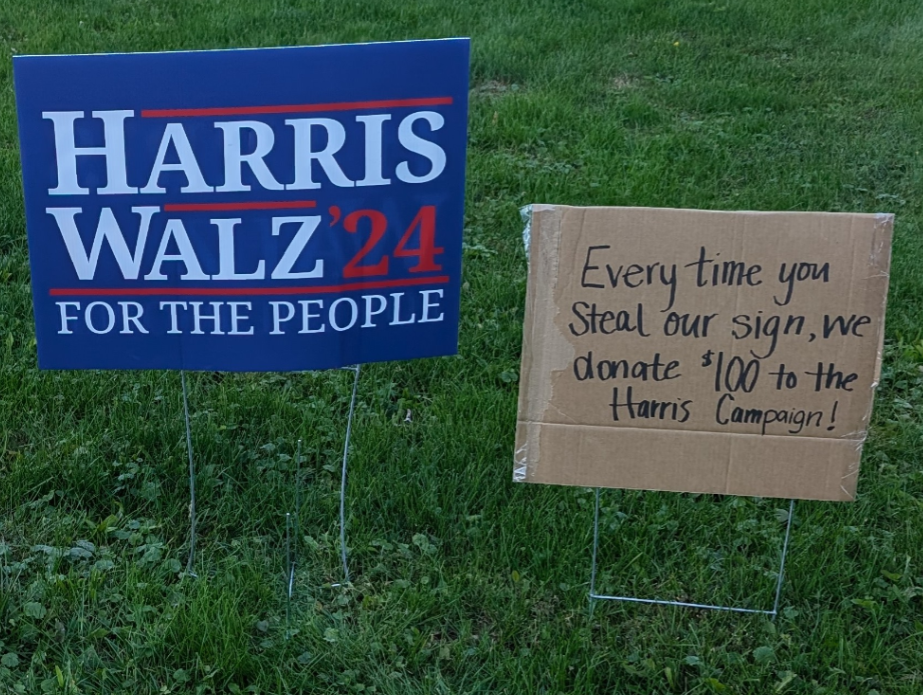 Countless Stolen Signs and Generous Donations to the Harris/Walz Campaign