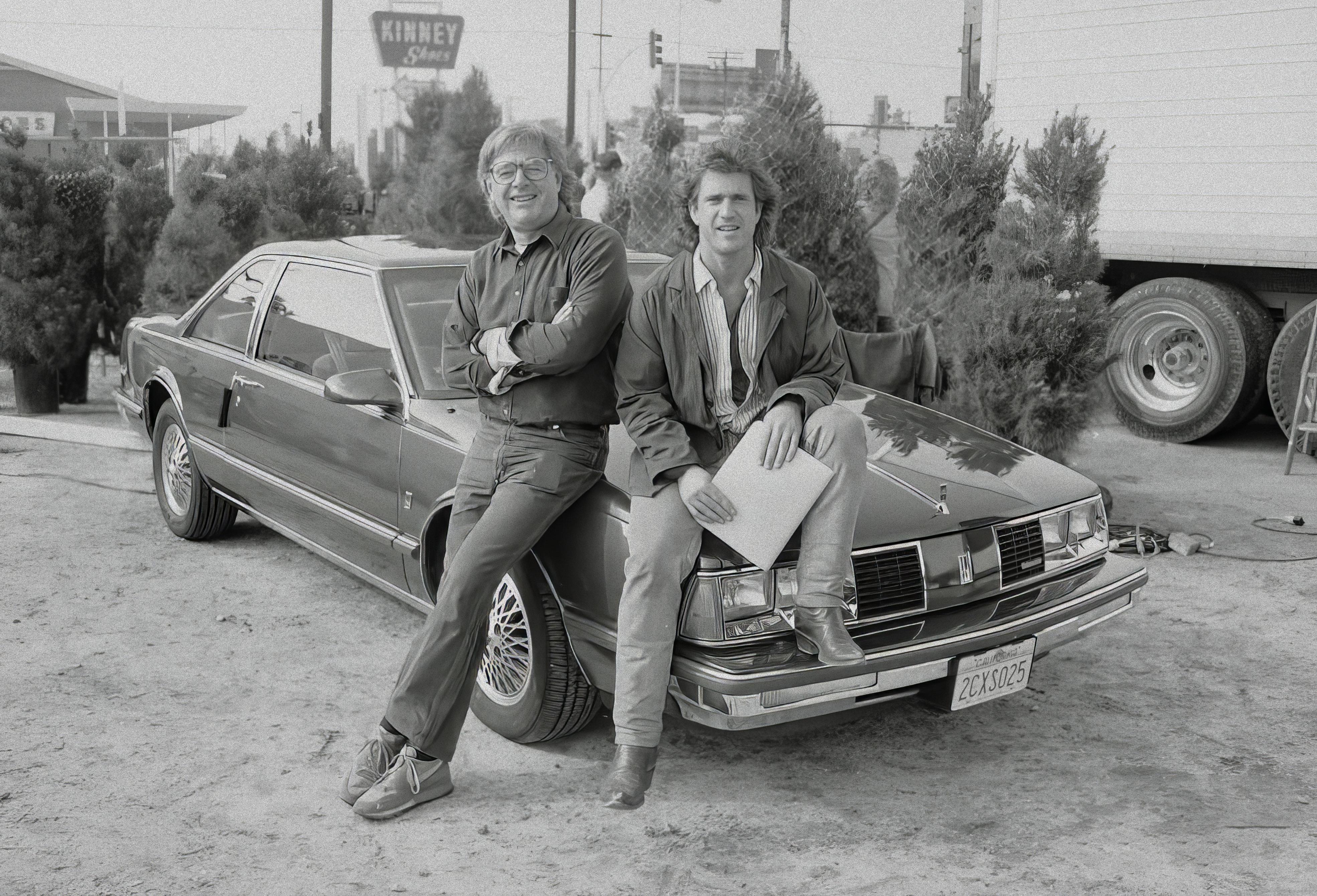 Richard Donner and Mel Gibson Filming Lethal Weapon, 1987
