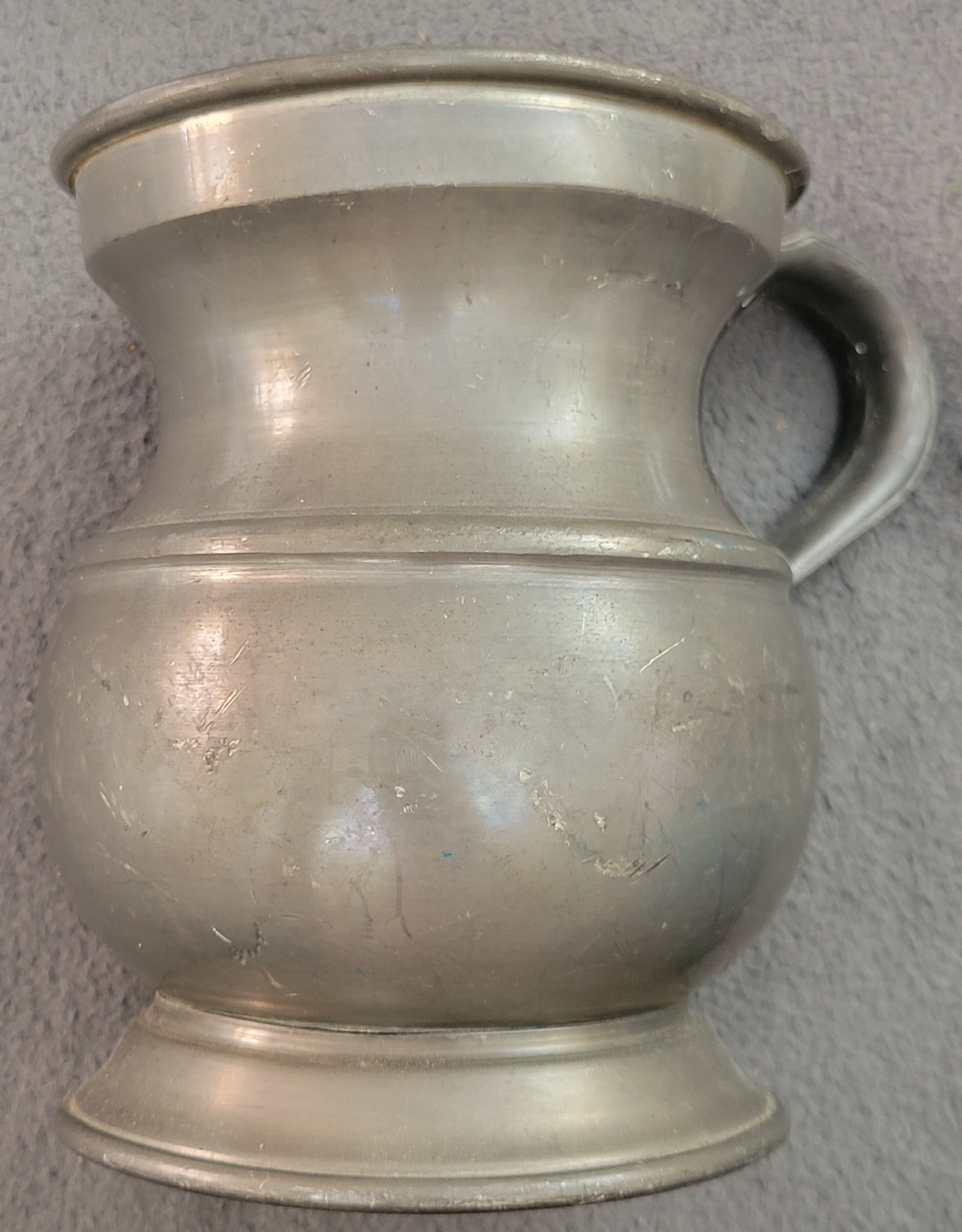 Unique Pewter Pitcher: 5" Tall with Unknown Hallmark