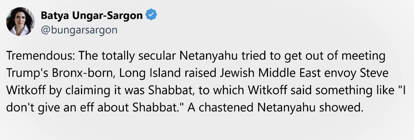 Steve Witkoff, the Jewish New Yorker and Real Estate Mogul, Dominates Bibi into a Historic Peace Deal