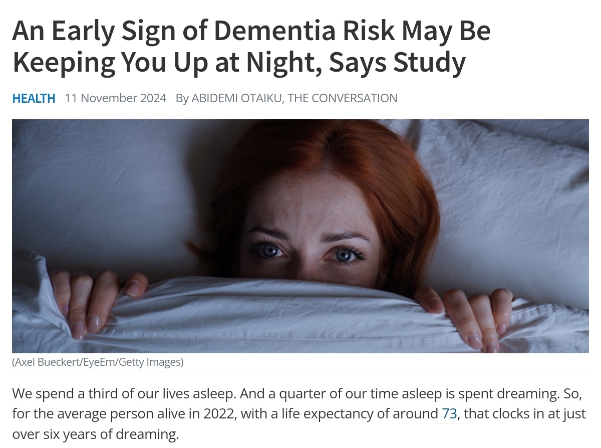 Study reveals that sleepless nights could be an early sign of dementia risk