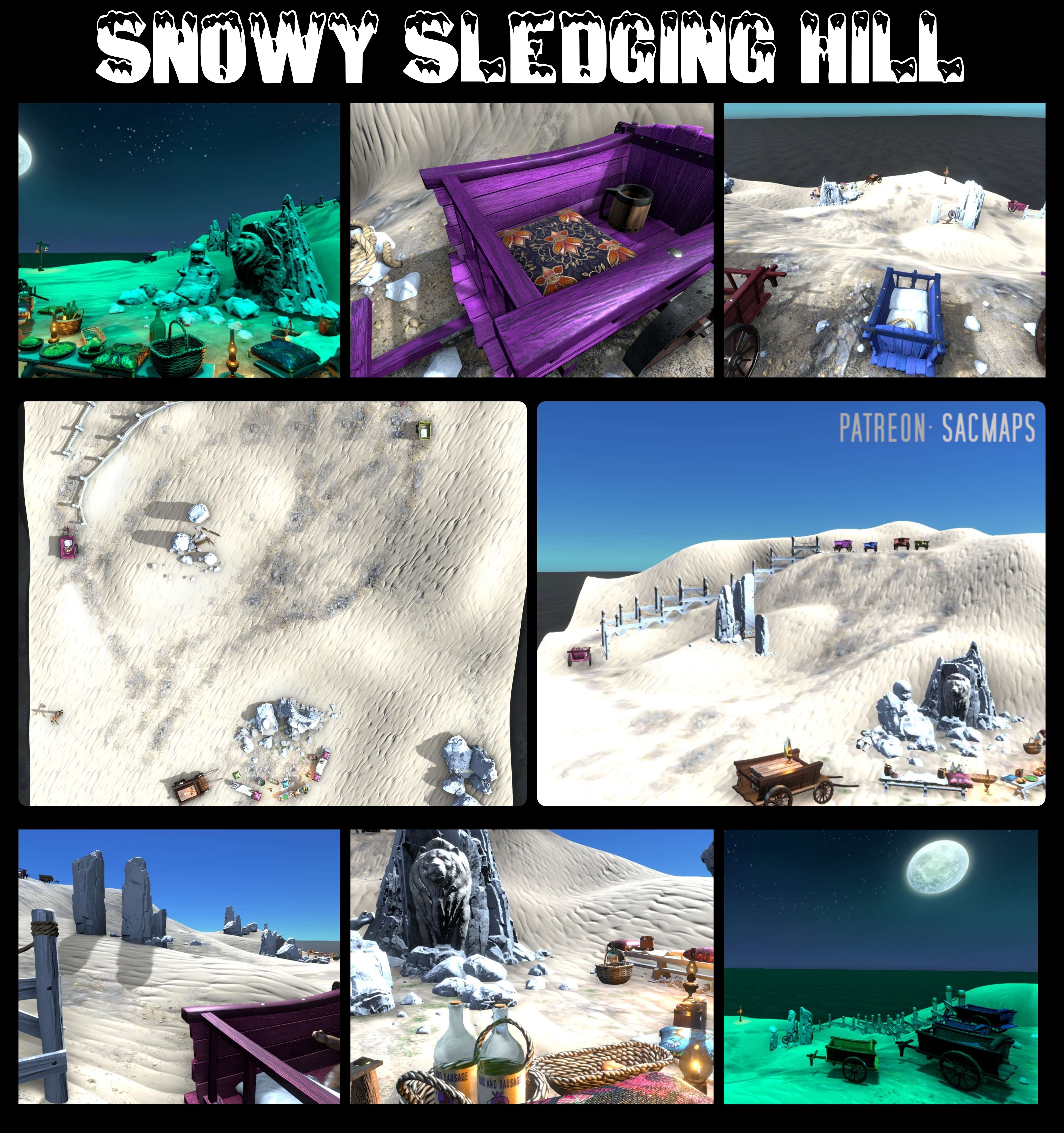 Explore this snowy sledging hill with free DnD/TTRPG maps!