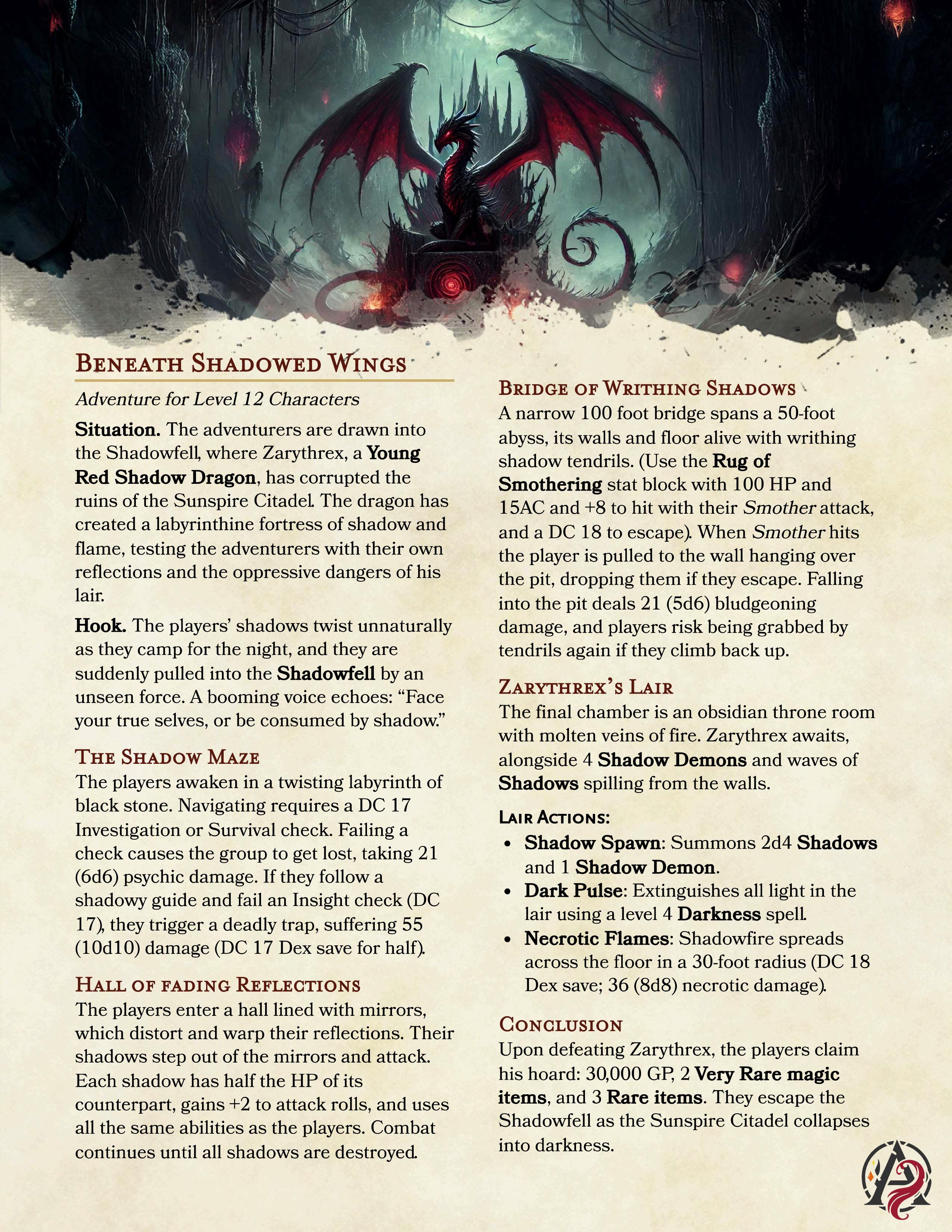 Level 12 Adventure: Journey Beneath the Shadowed Wings
