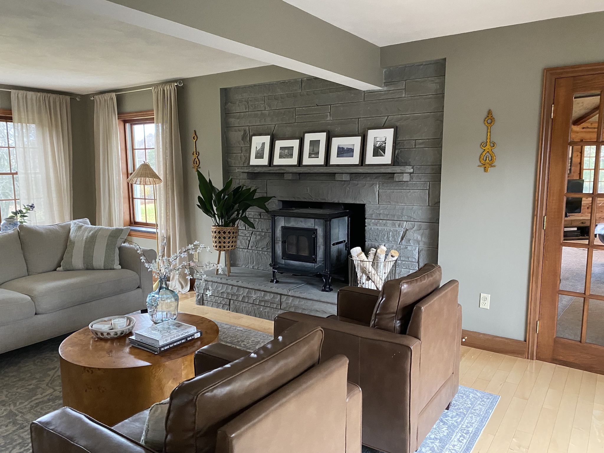 Cozy vibes by the fireplace.