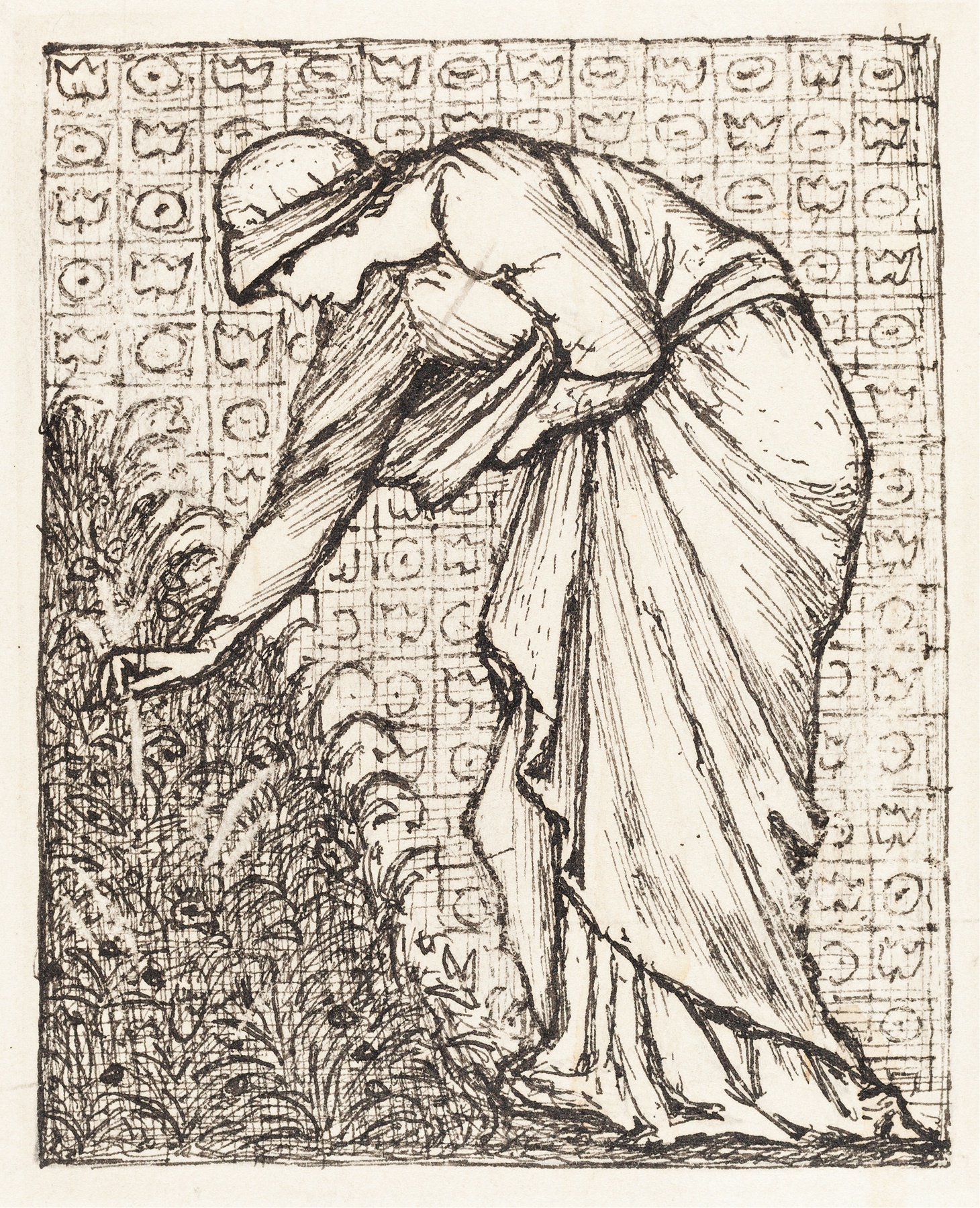 A Lady Gathering Fresh Herbs in Nature