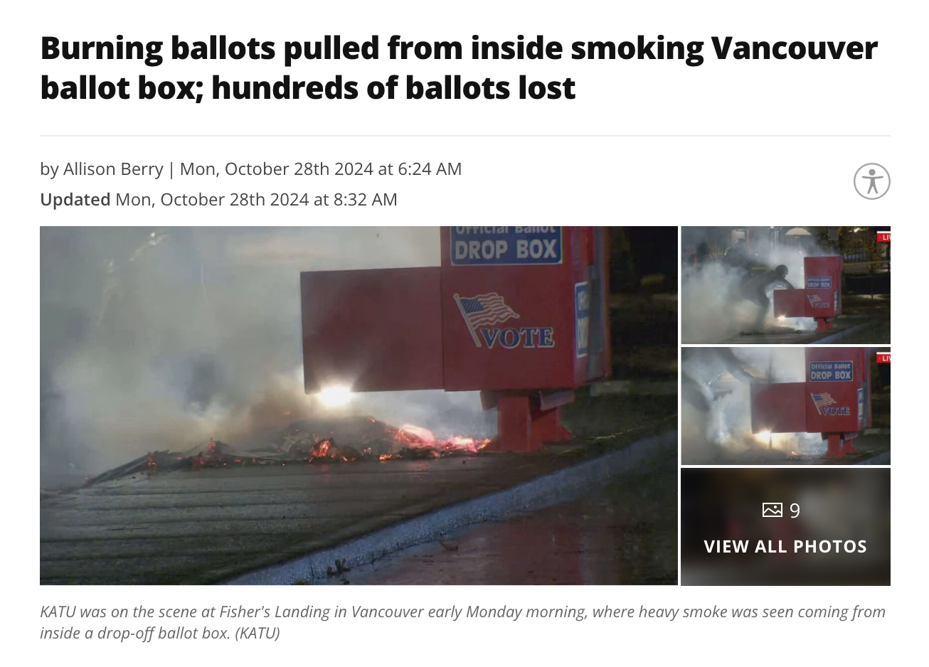 Another ballot collection box has met its demise.