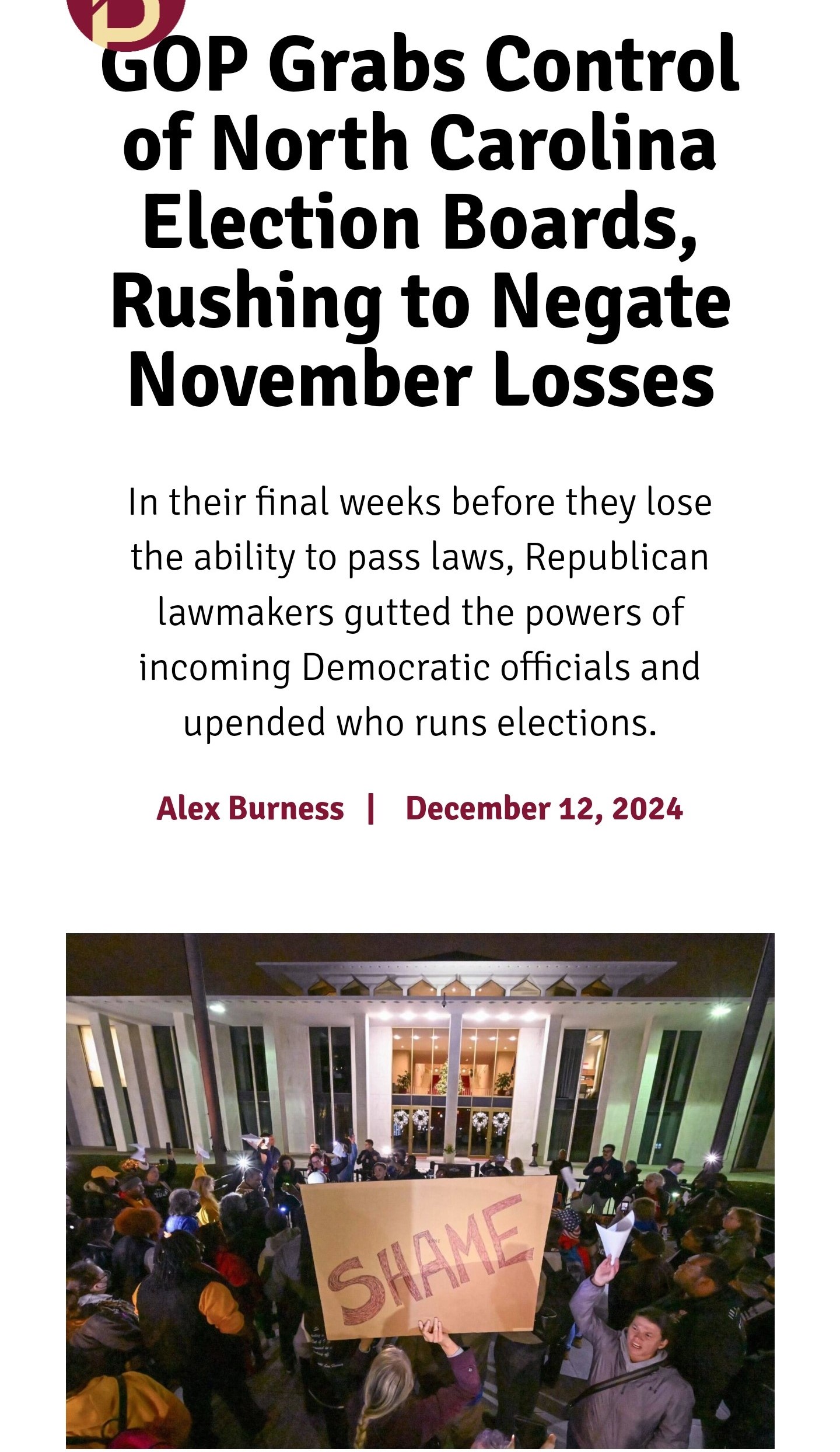 Day Thirty-Nine Post-Election: A Reminder of Disdain for the People's Will
