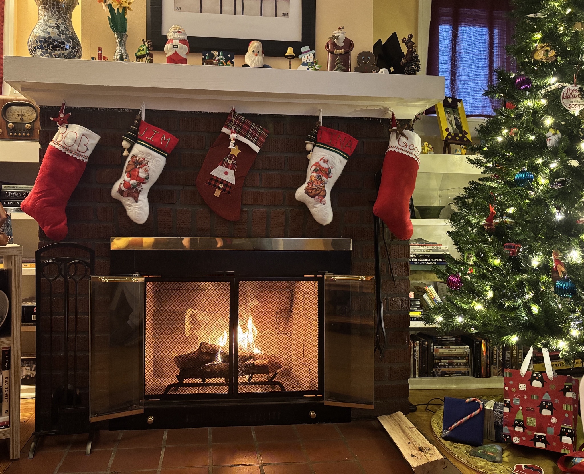 The Stockings Perfectly Placed by the Fireplace