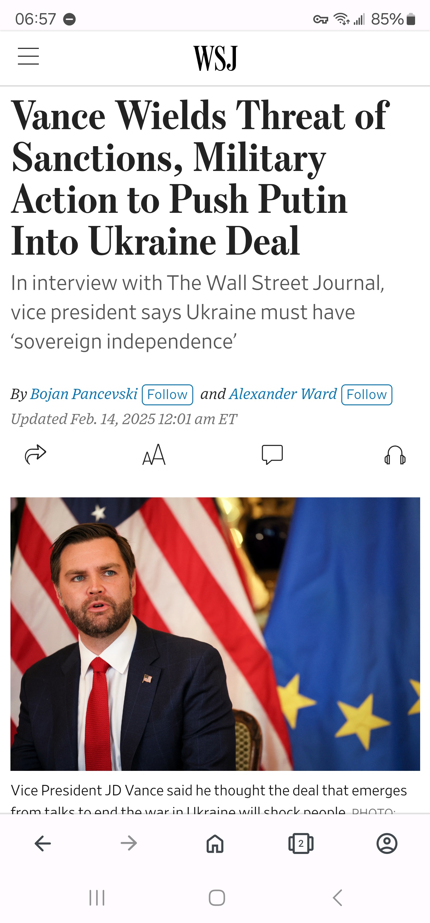 Spotlight on the WSJ: Let's Shift Our Focus from European Security to US Troop Threats in Ukraine