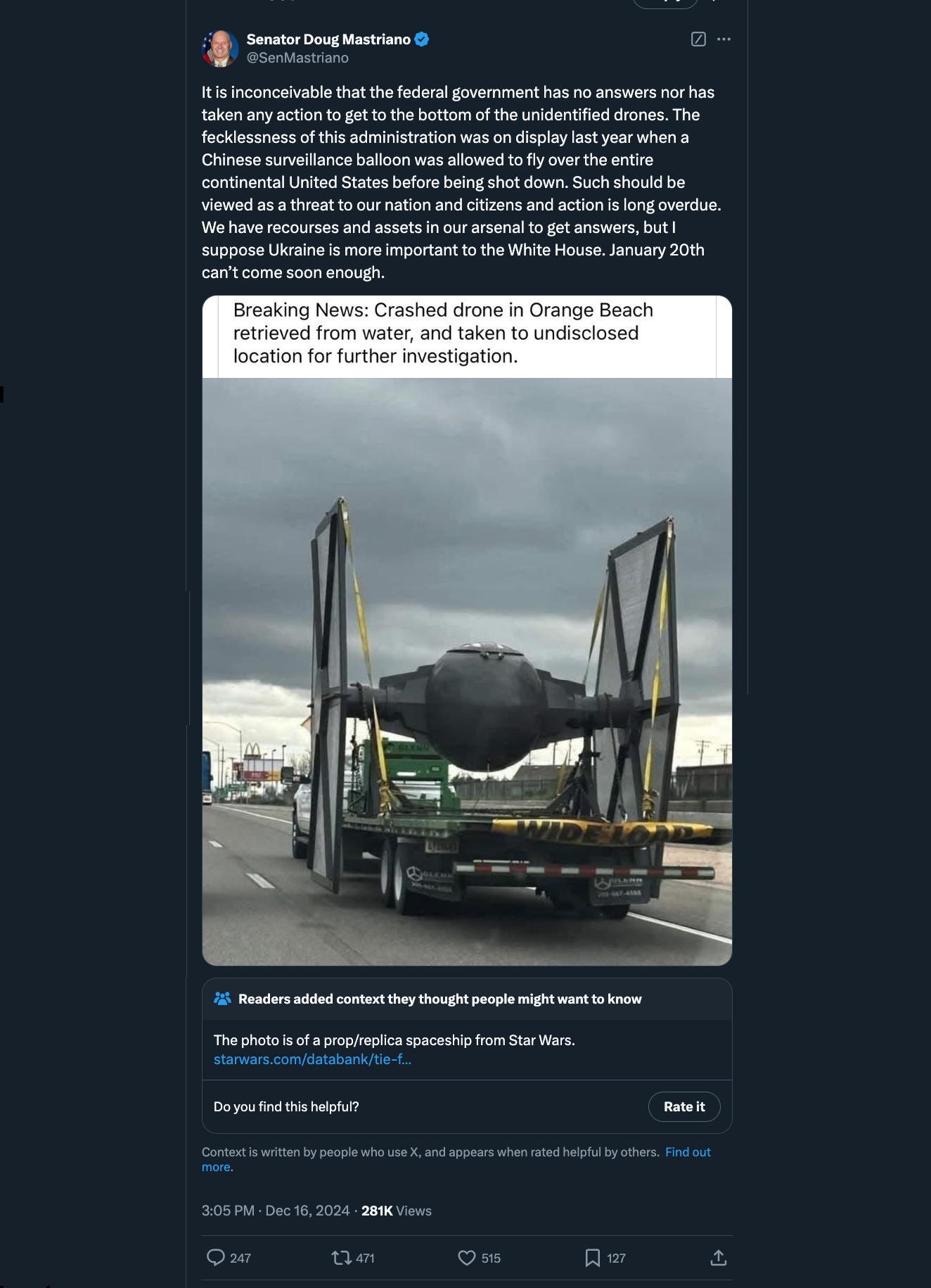 A Surprising Tweet from a U.S. Senator