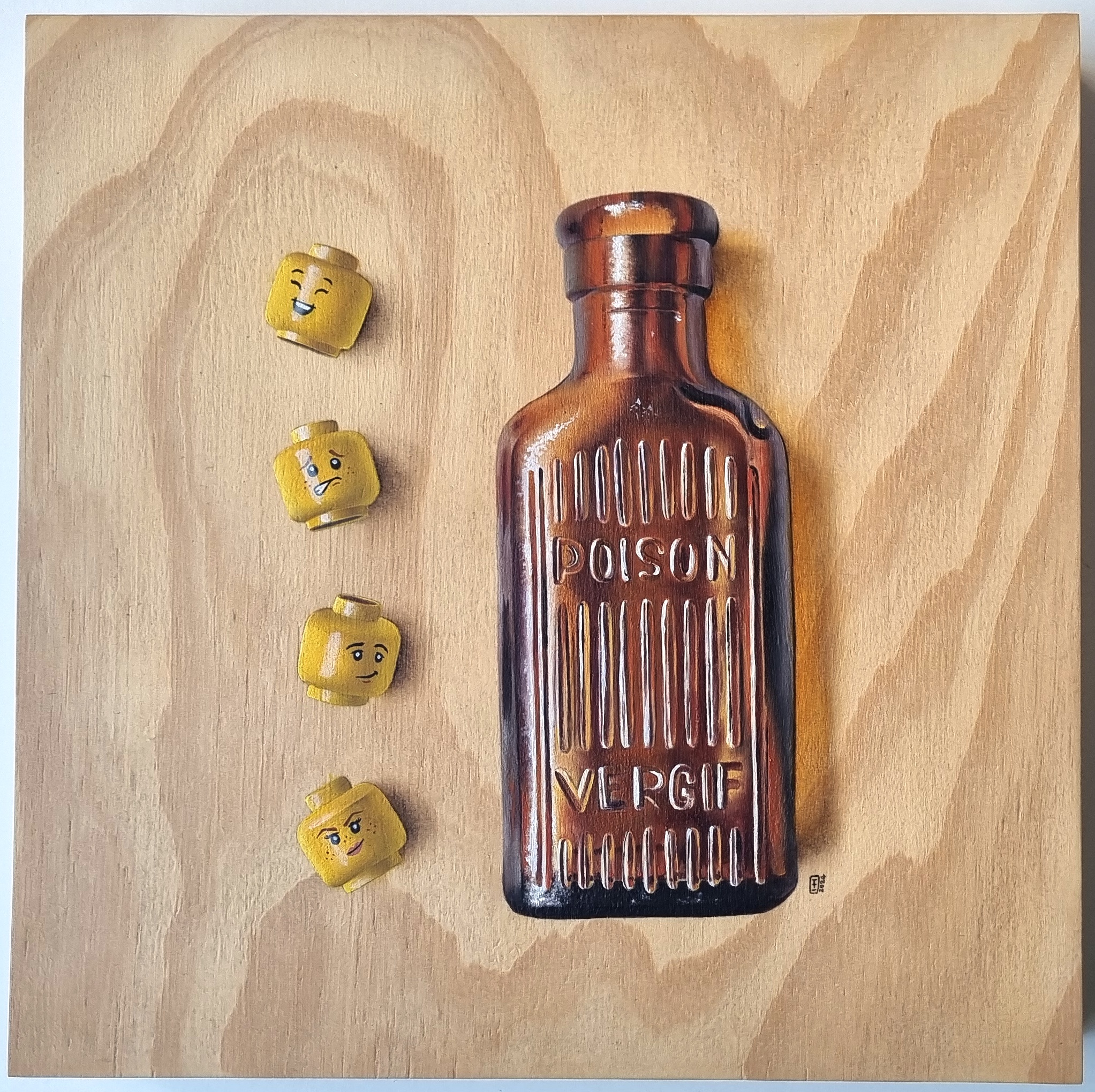 An intriguing oil painting titled 'I know something you don't know' - what secrets lie beneath?