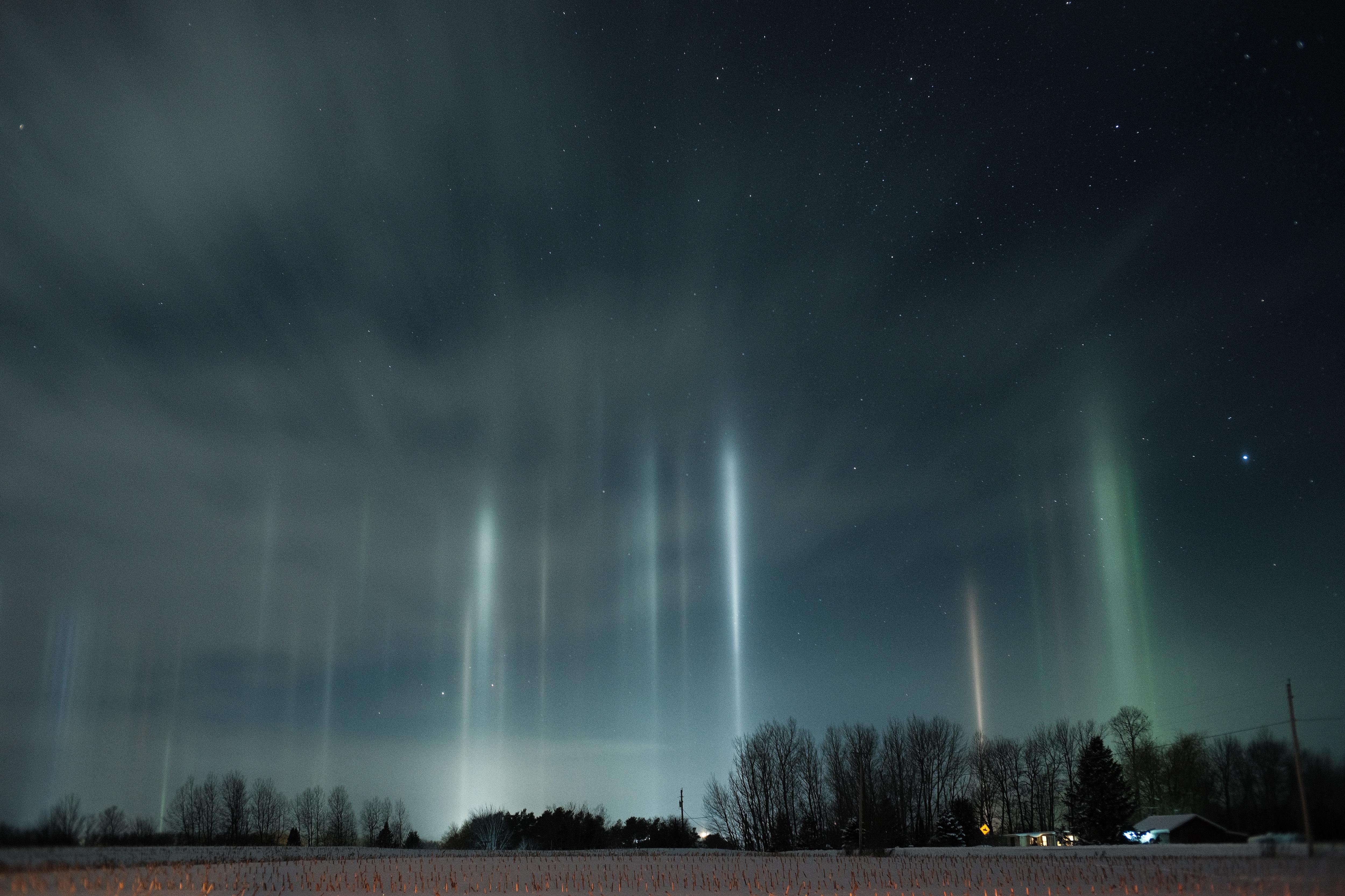Stunning Light Pillars Illuminate Lewis County Tonight