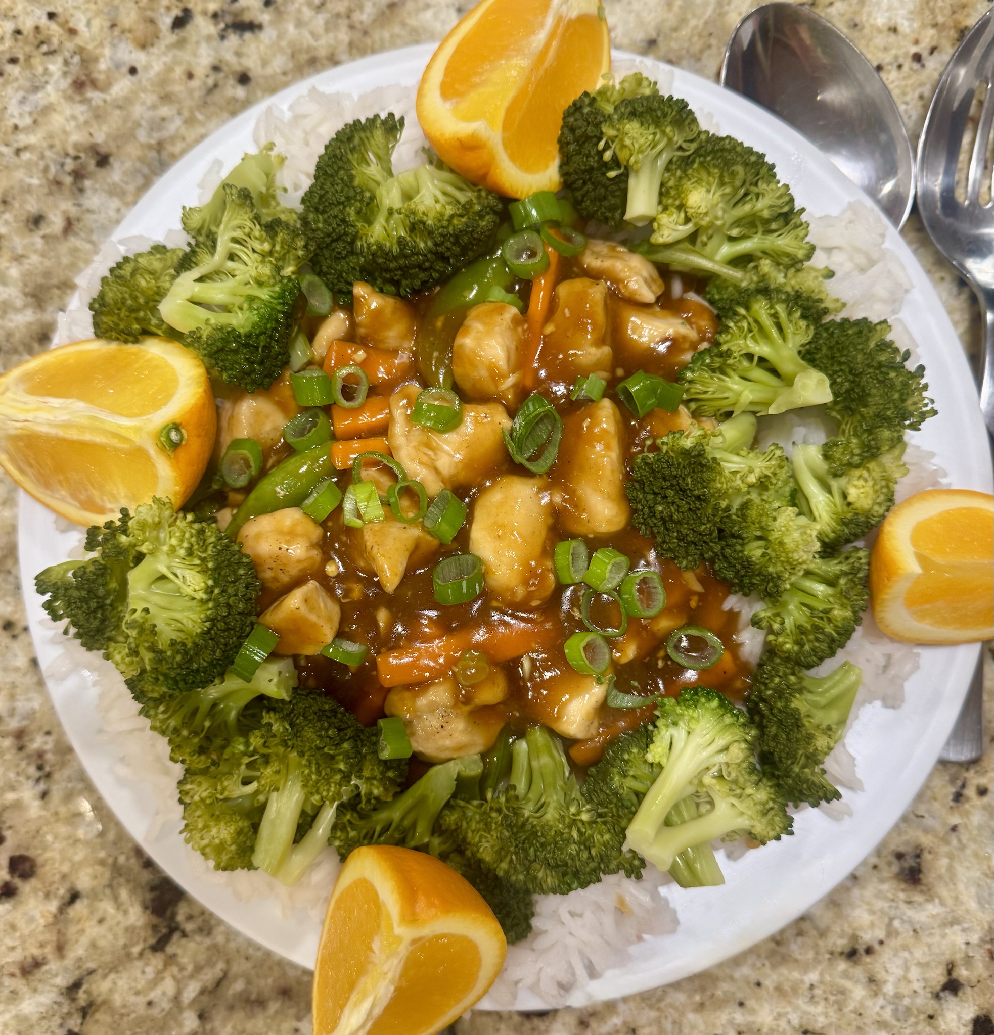 Savoring Orange Chicken Paired with Broccoli