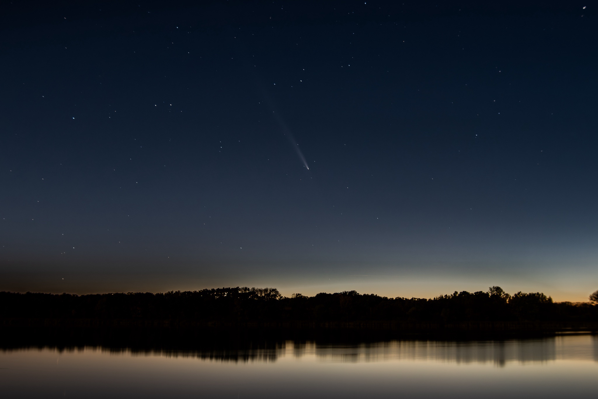 Stunning Comet Over Eagle Point Lake