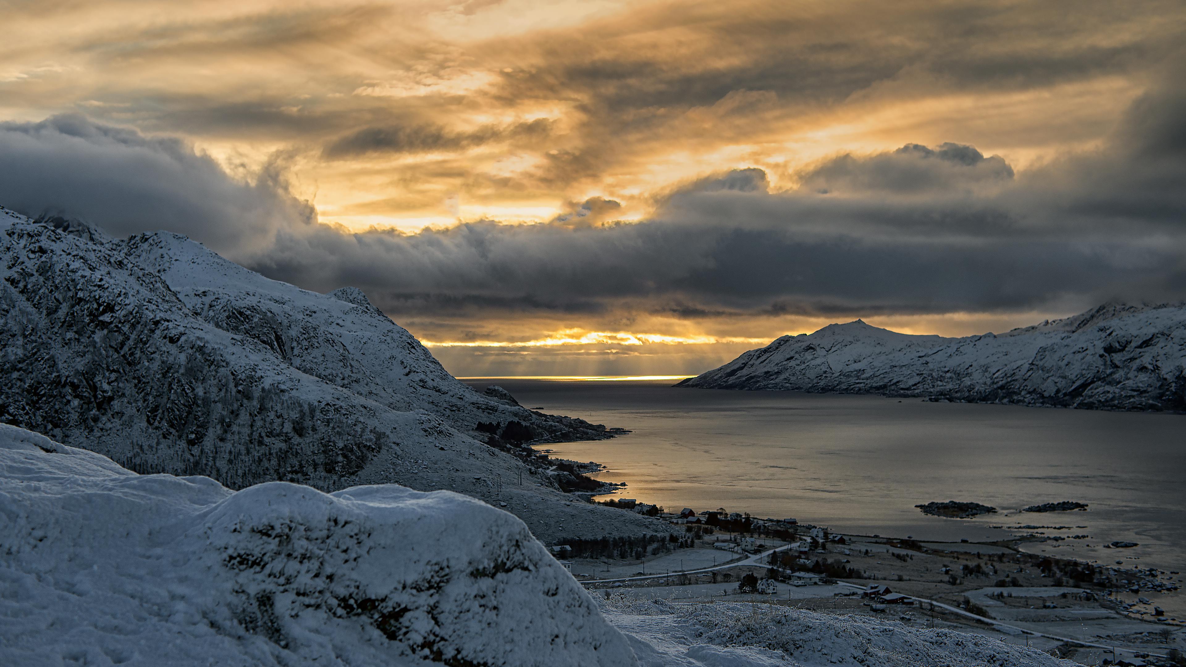 Breathtaking Winter Sunrise Over Lofoten Fjord