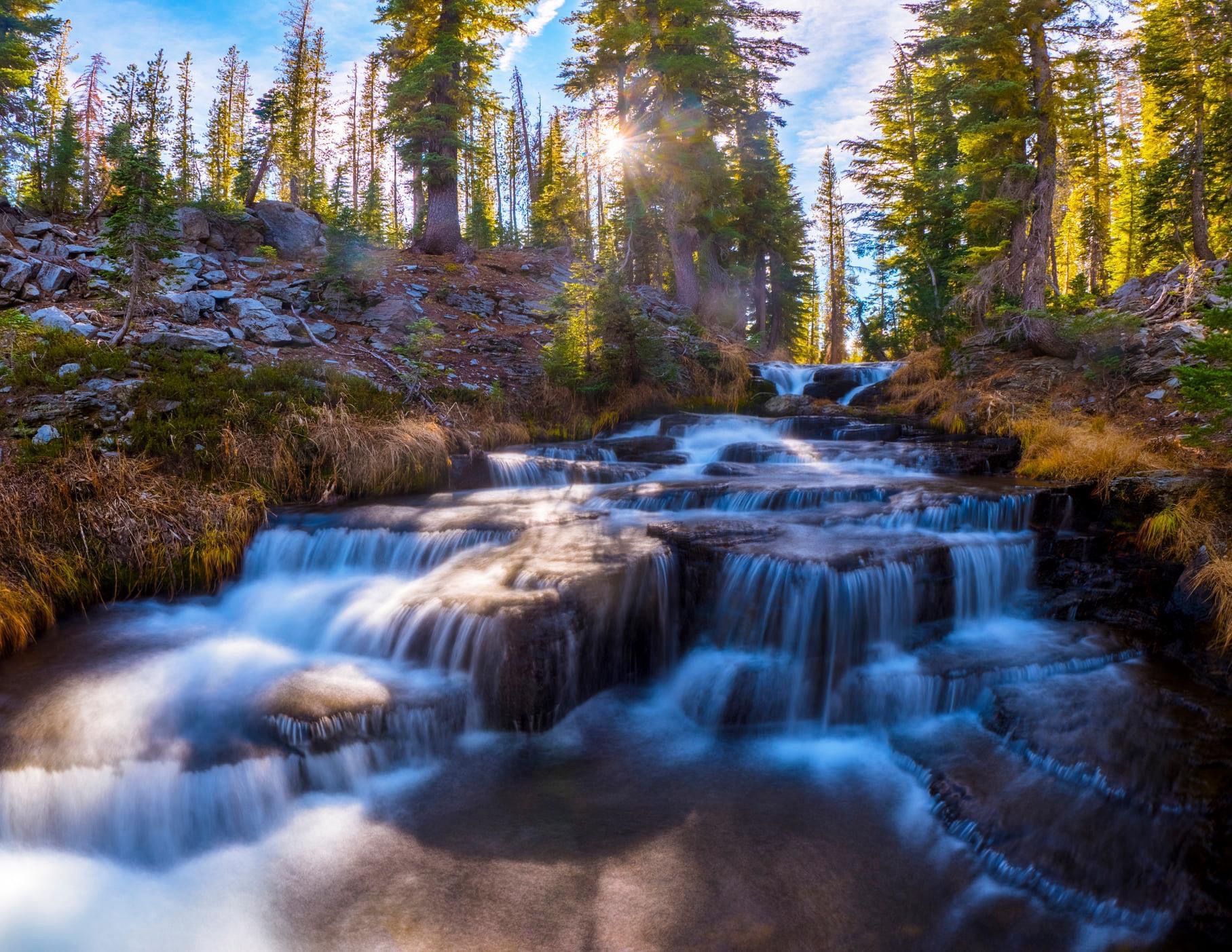 The beauty of a cascading waterfall