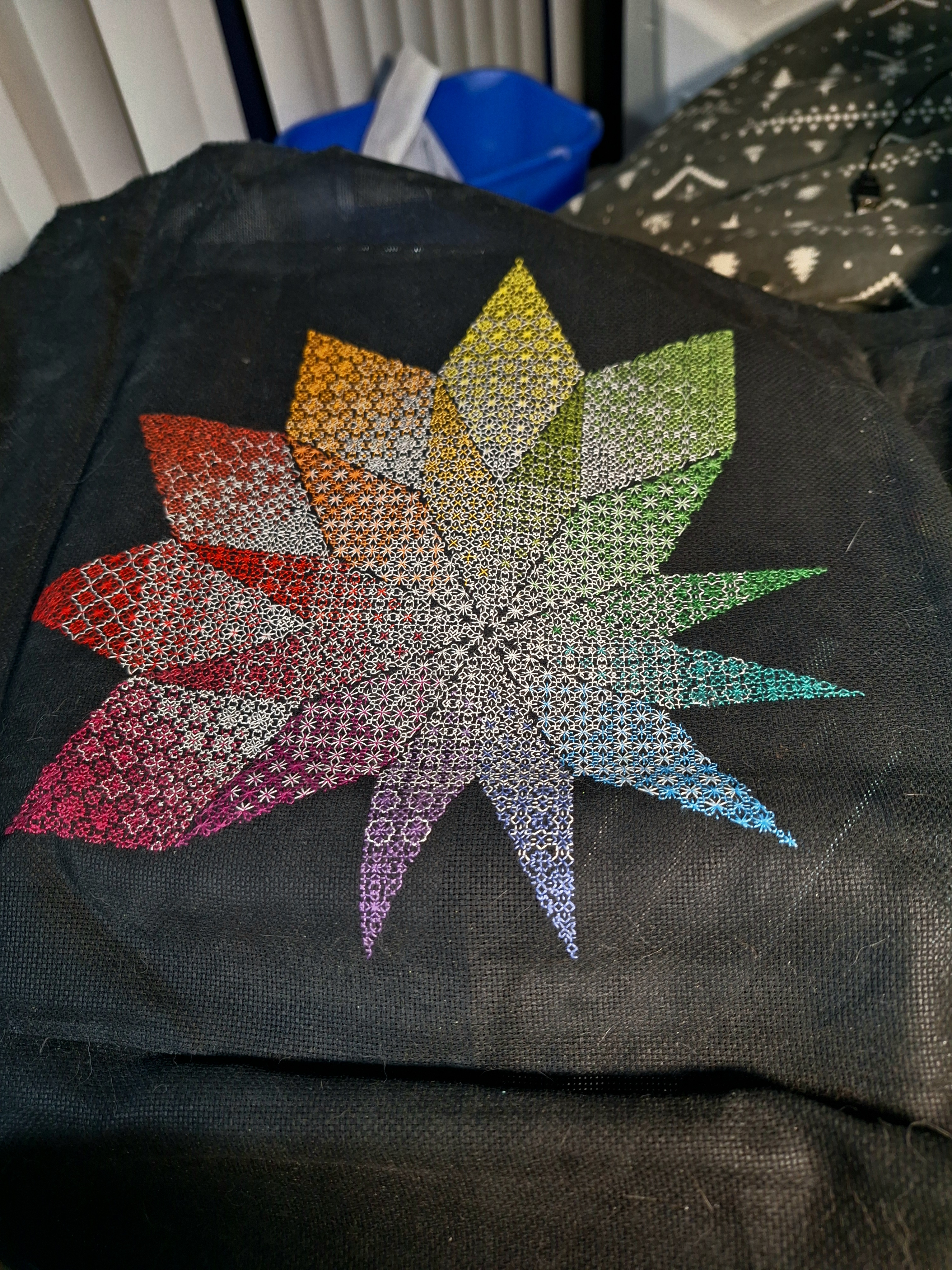 Check out my current blackwork project—it's taken about 4-5 months to get this far!