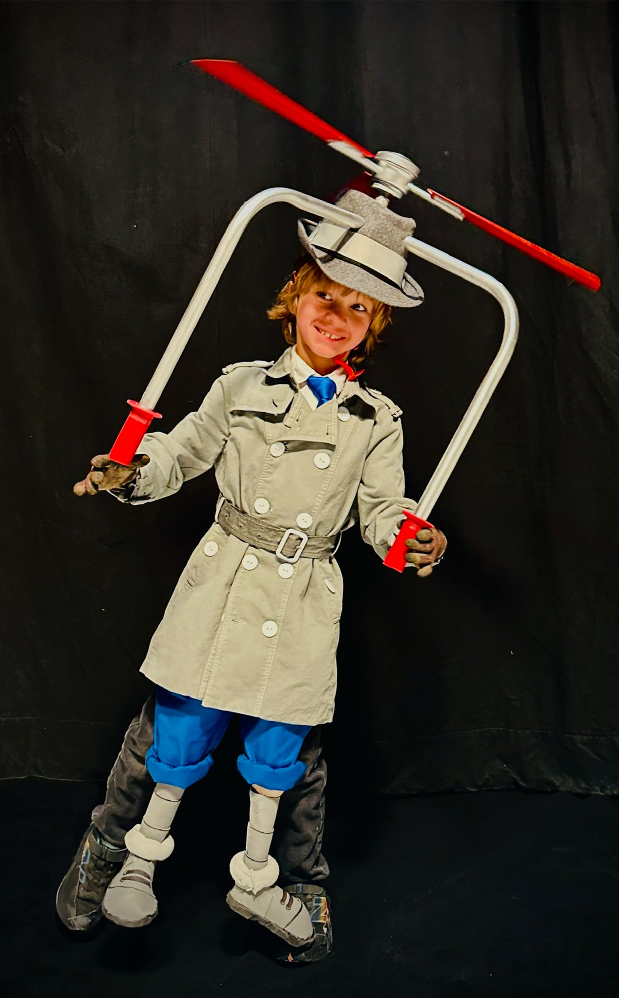 Introducing Our Son's Epic Inspector Gadget Costume with a Motorized Twist!