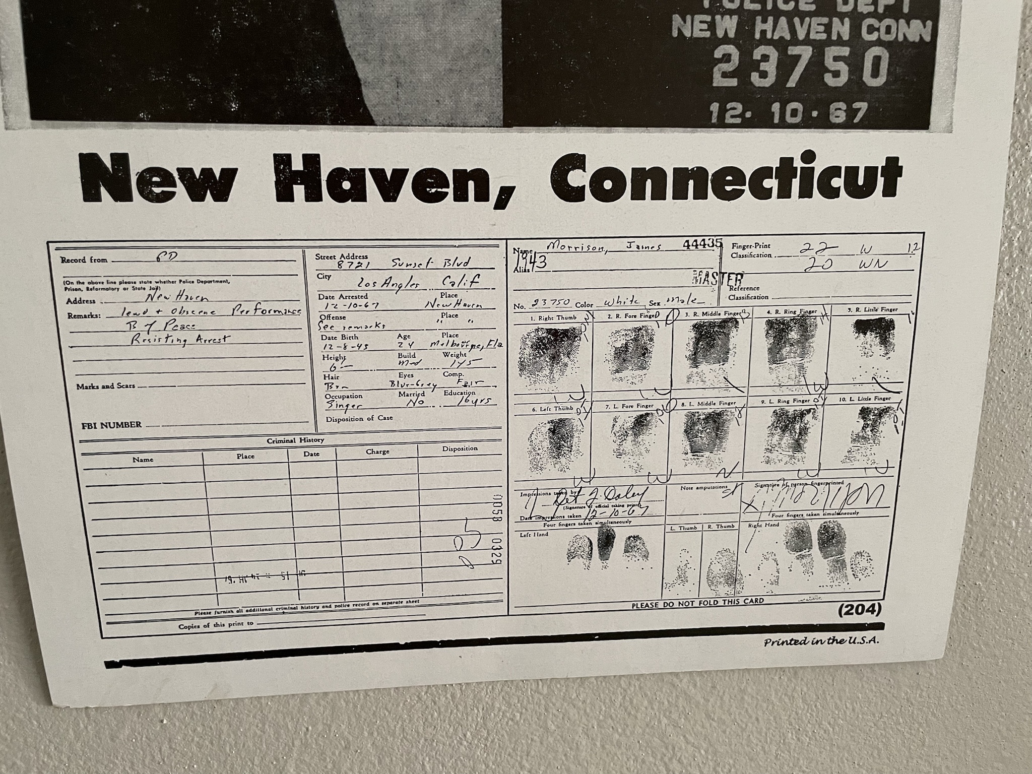 Unveiling the Arrest Report of Jim Morrison: A Rock Legend's Run-In with the Law