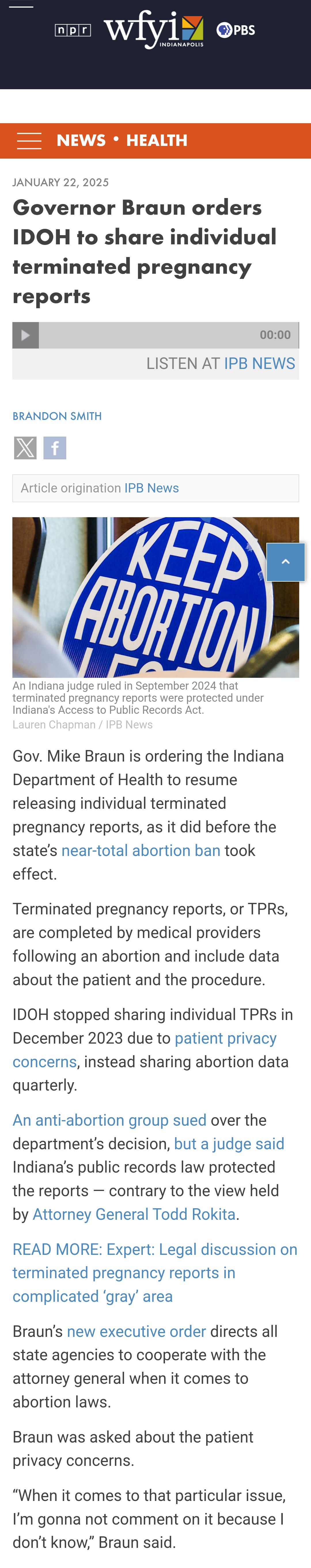 Indiana Governor Michael Braun Takes Bold Step to Make Abortion Records Public