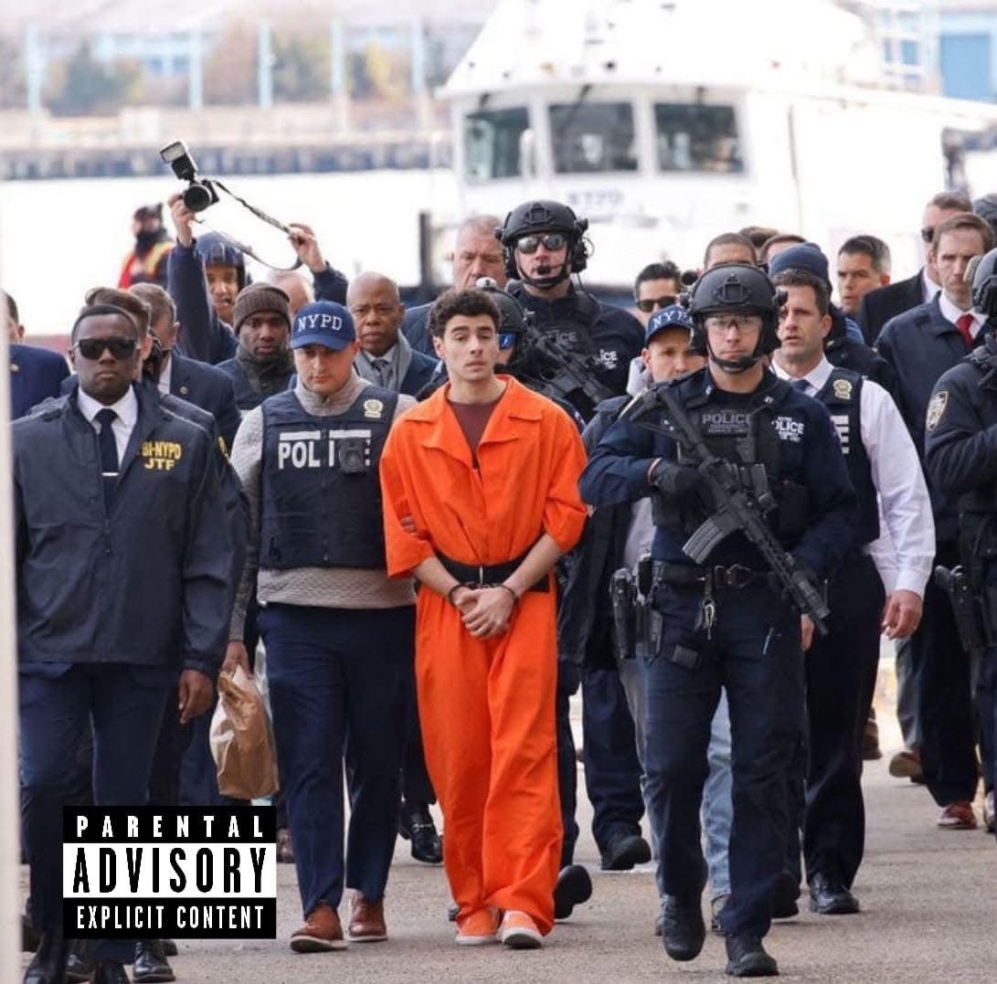 The infamous perp walk in action