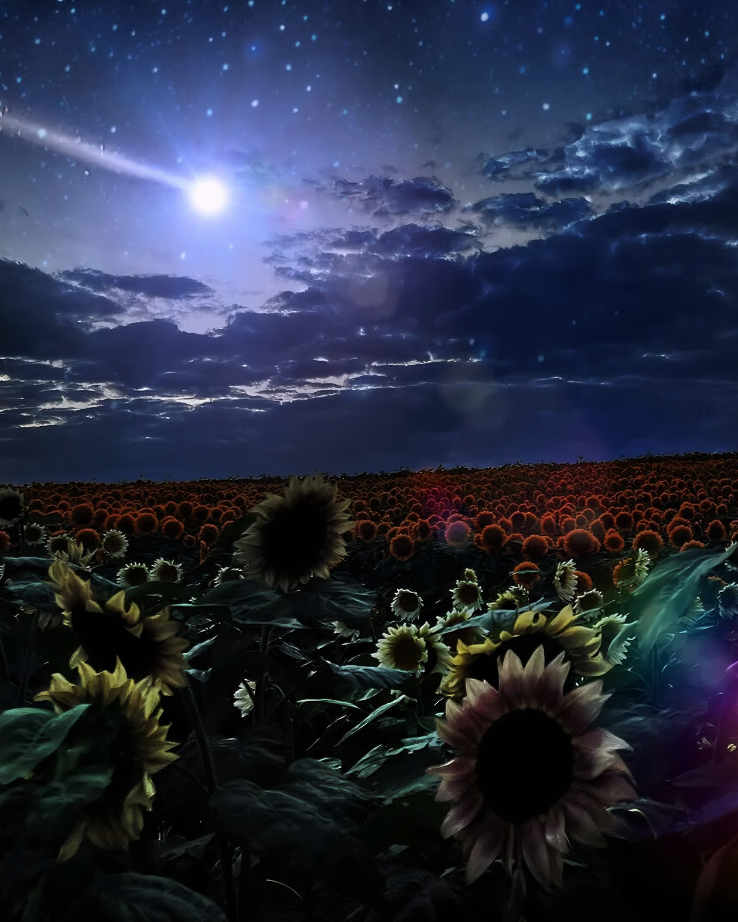 Starry Nights and Golden Blooms: A beautiful blend of nature's wonders