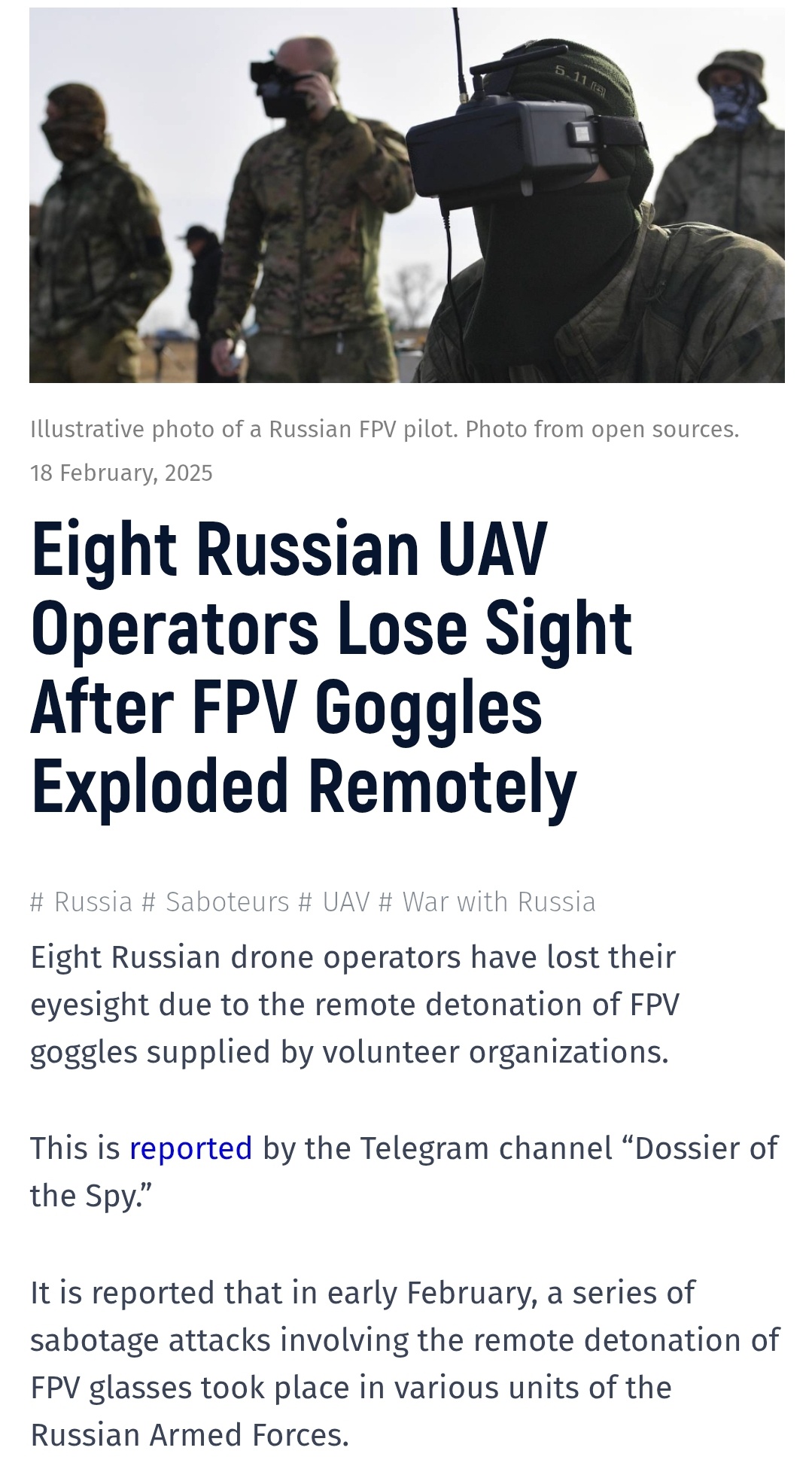 Chaos in the Skies: Russian UAV Pilots Lose Vision After Goggles Explode