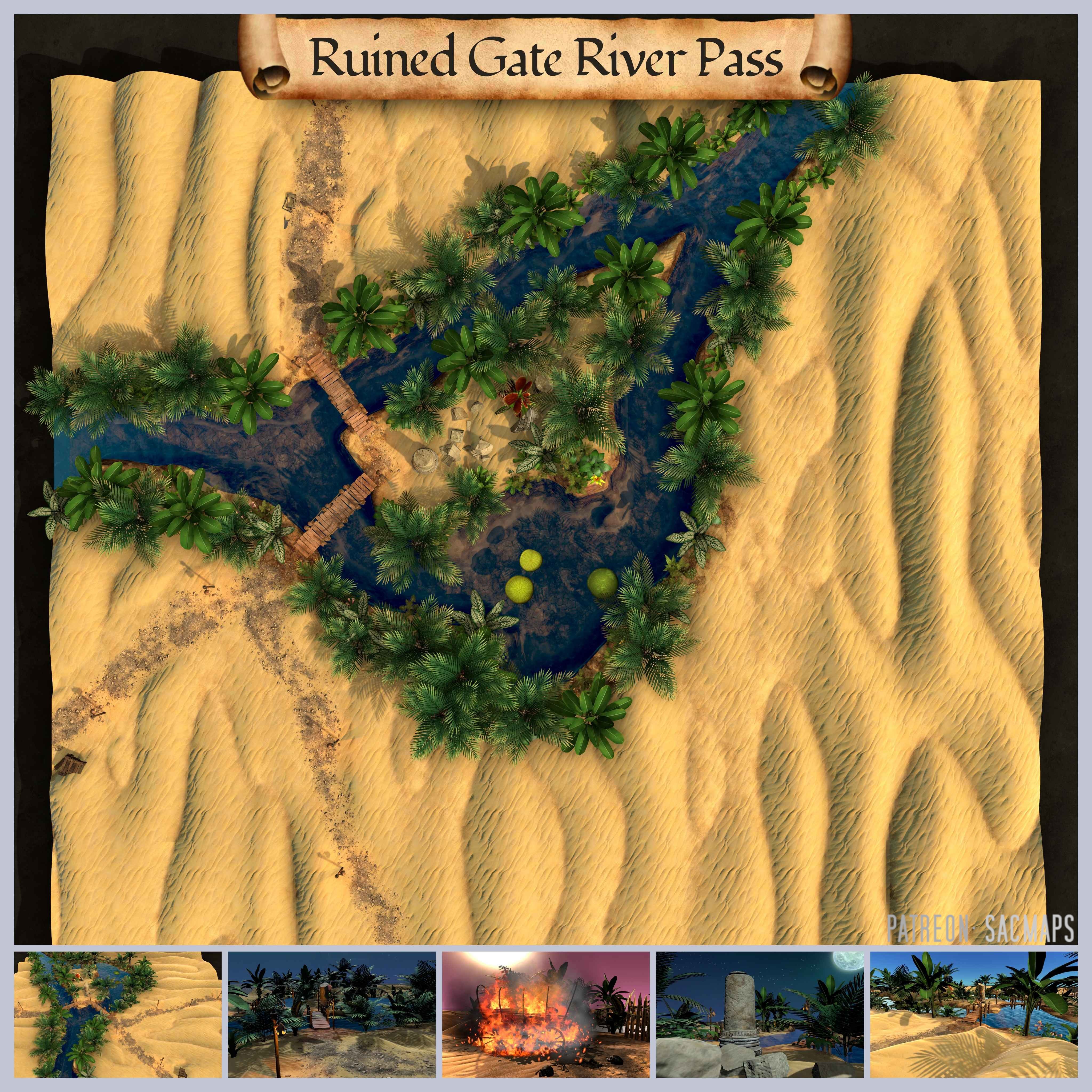 Exploring the Ruined Gate River Pass: Free DnD / TTRPG maps available!