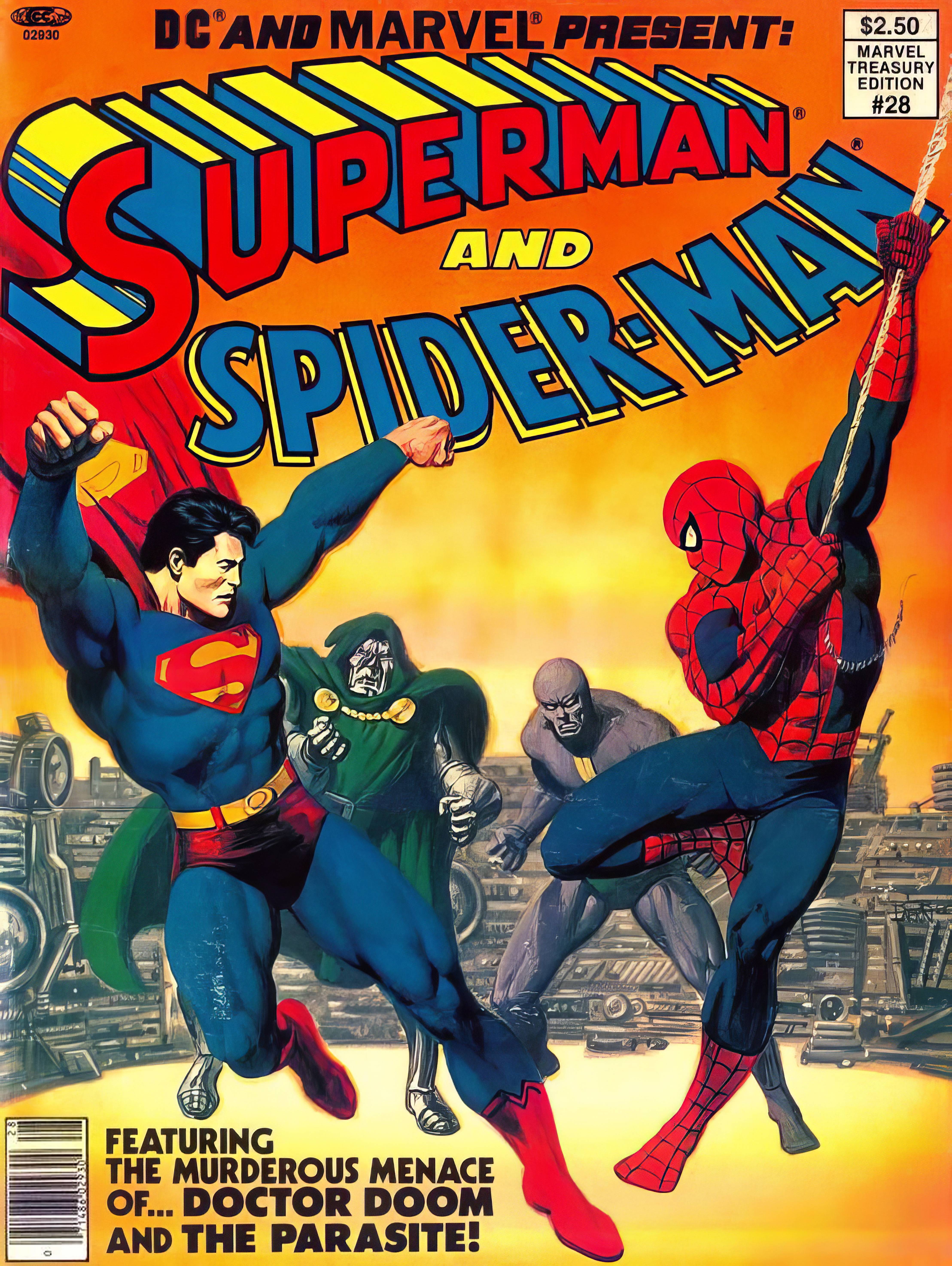 Marvel Treasury Edition Vol. 1, #28: A legendary crossover with Superman and Spider-Man facing off against Doctor Doom and the Parasite!