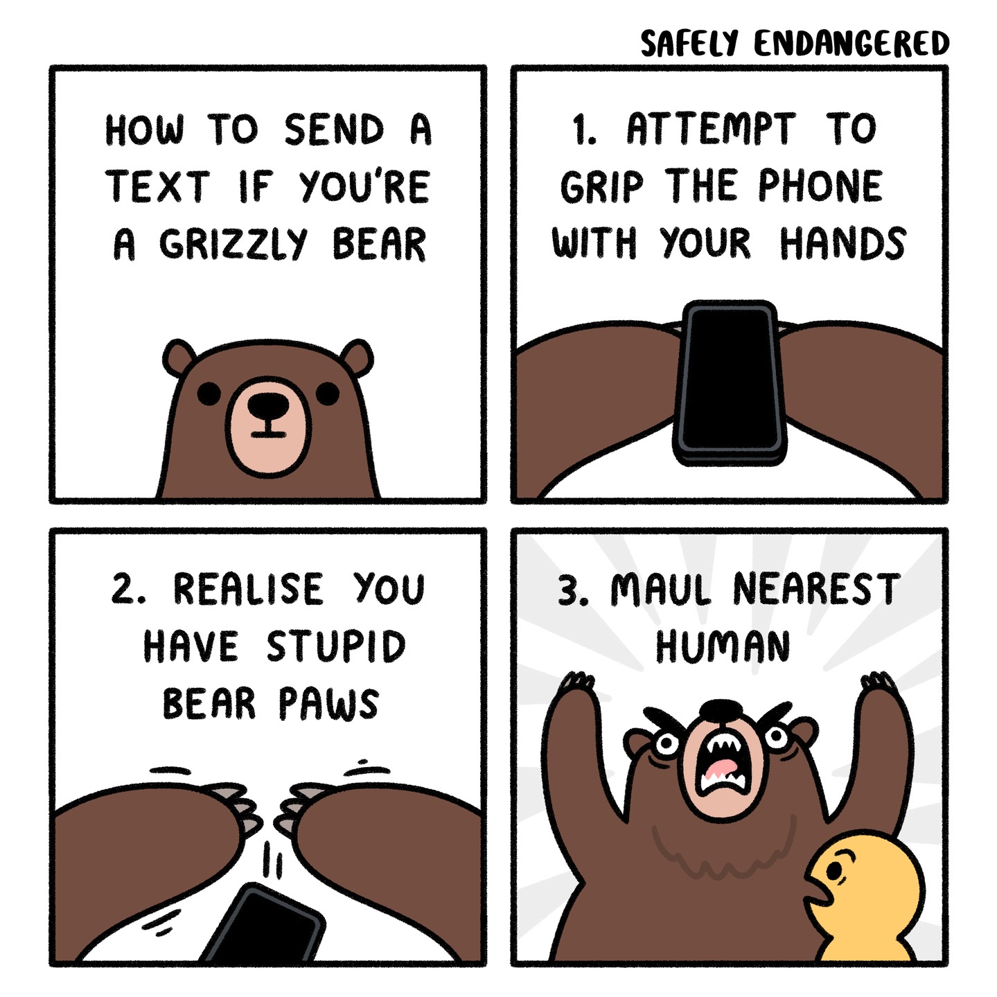 Why do people think bears need weapons? They can't even handle a phone without causing chaos! /s