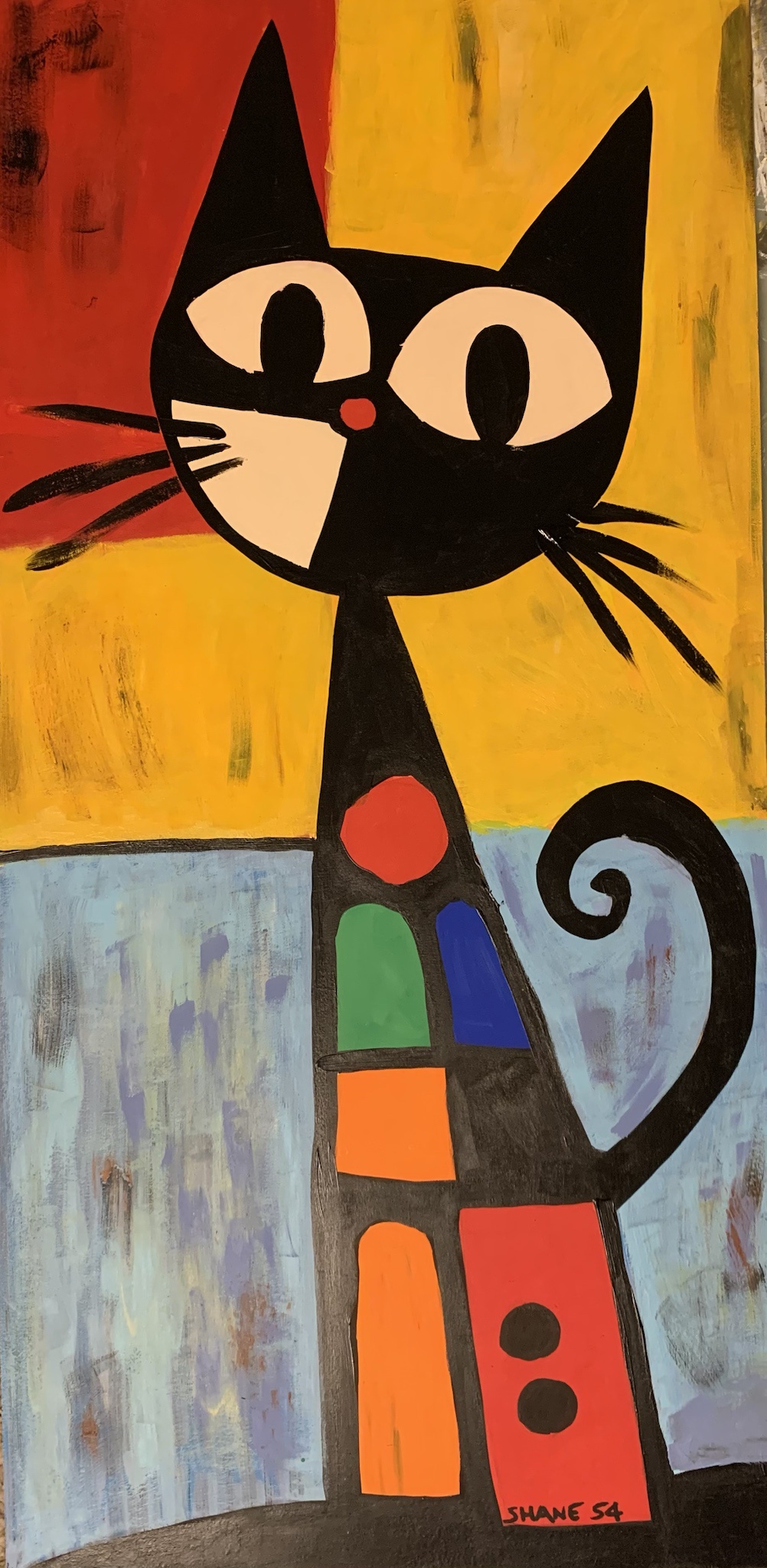 Cat Art: Captivating wide-eyed feline wonder.