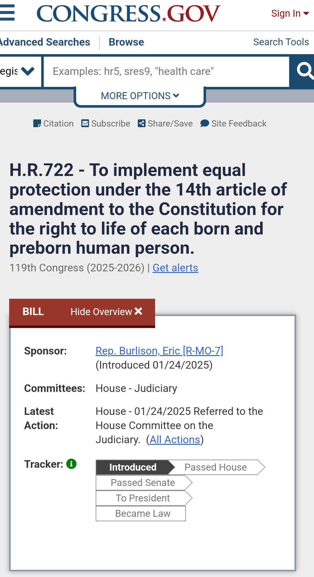 Breaking News: The Federal Abortion Ban H.R.722 Unveiled for 119th Congress (2025 - 2026)