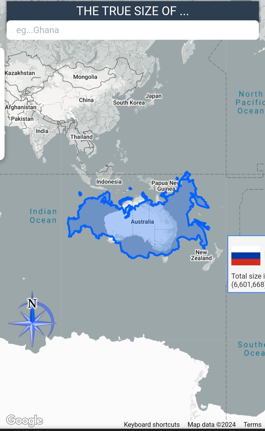 A Visual Comparison of Russia's Vast Size